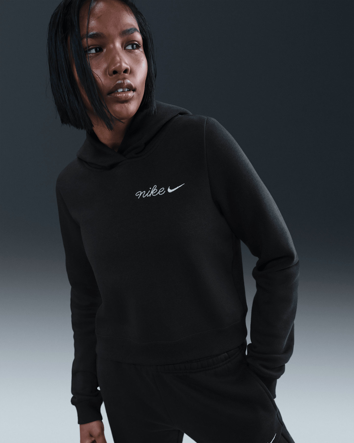 Женское худи Nike Sportswear Phoenix Fleece Shrunken, цвет: Чёрный — фото 6