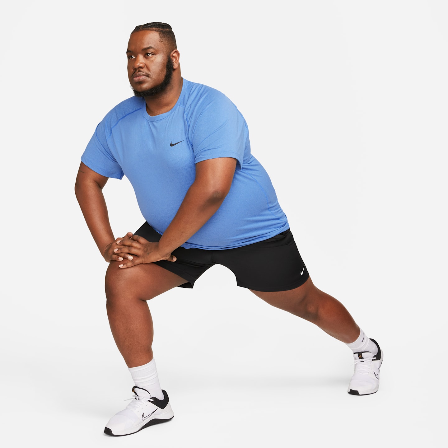Мужской топ для фитнеса Nike Ready Dri-FIT с коротким рукавом, цвет: Королевский синий / Меланжевый — фото 9