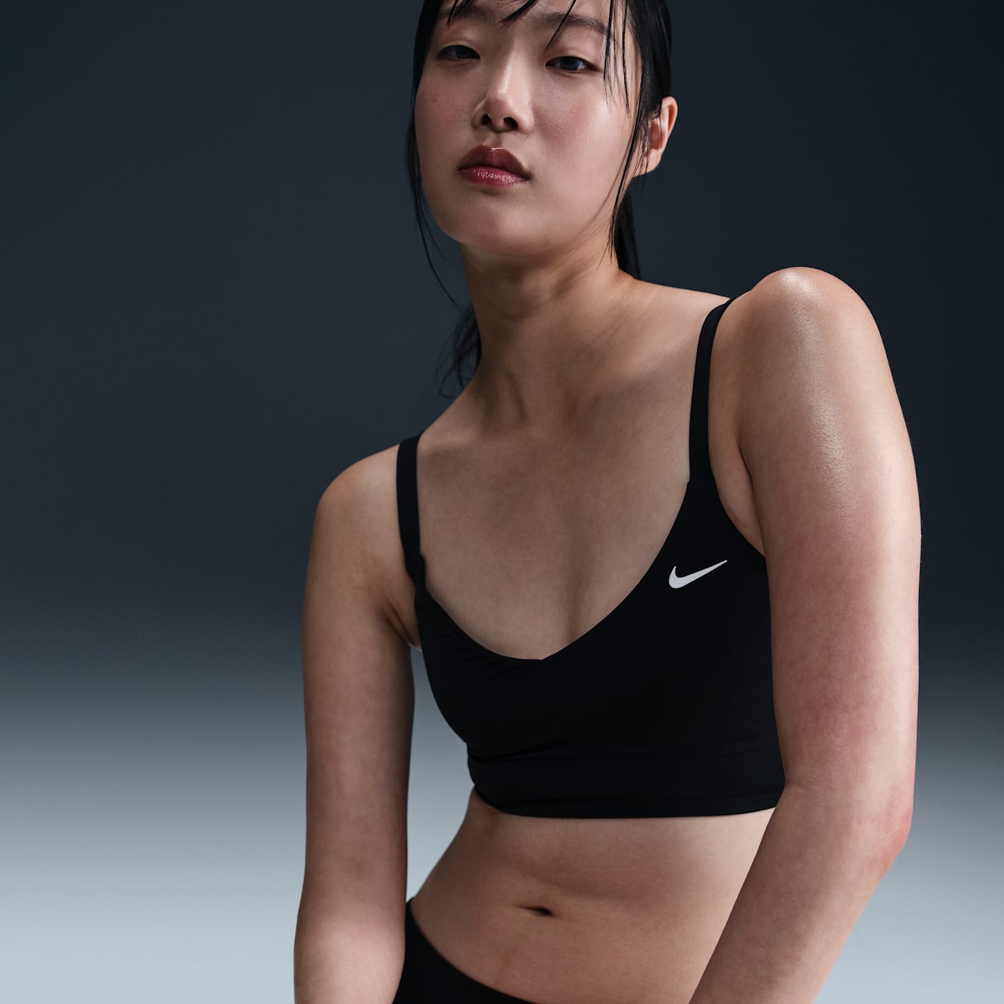 Купальник Midkini, V-образный вырез — Nike, цвет: Чёрный — фото 3