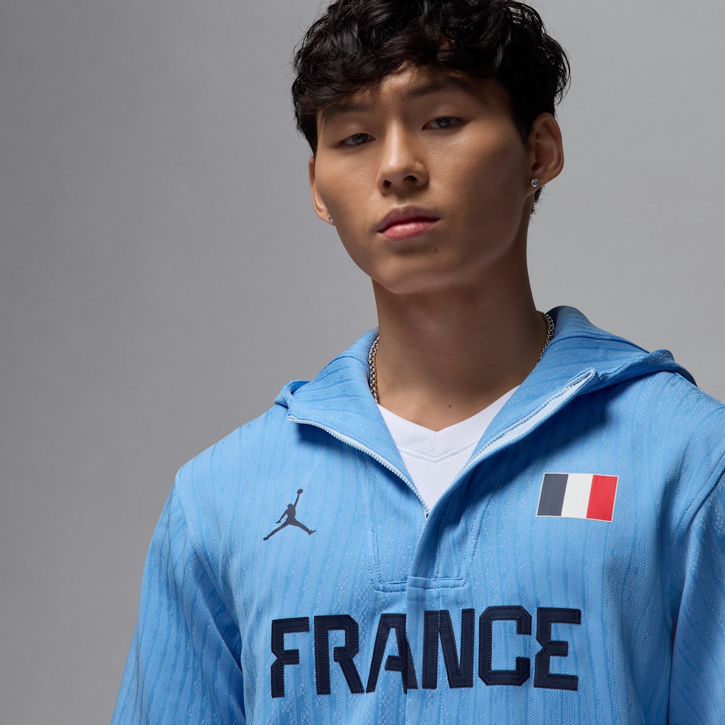 Мужская баскетбольная куртка Jordan France Dri-FIT ADV, цвет: Синий / Обсидиановый — фото 3