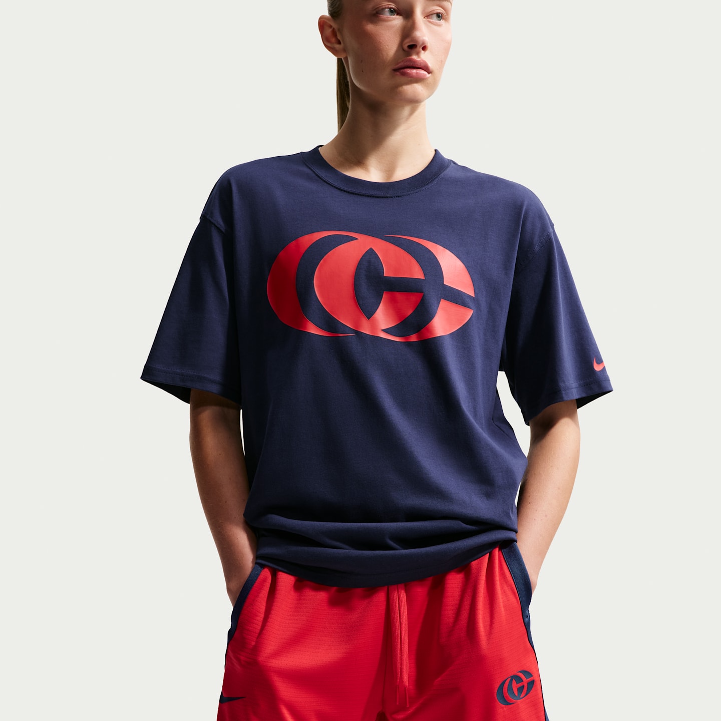 Женские баскетбольные шорты 5" Nike Caitlin Clark Crossover Dri-FIT, цвет: Красный / Тёмно-синий — фото 4