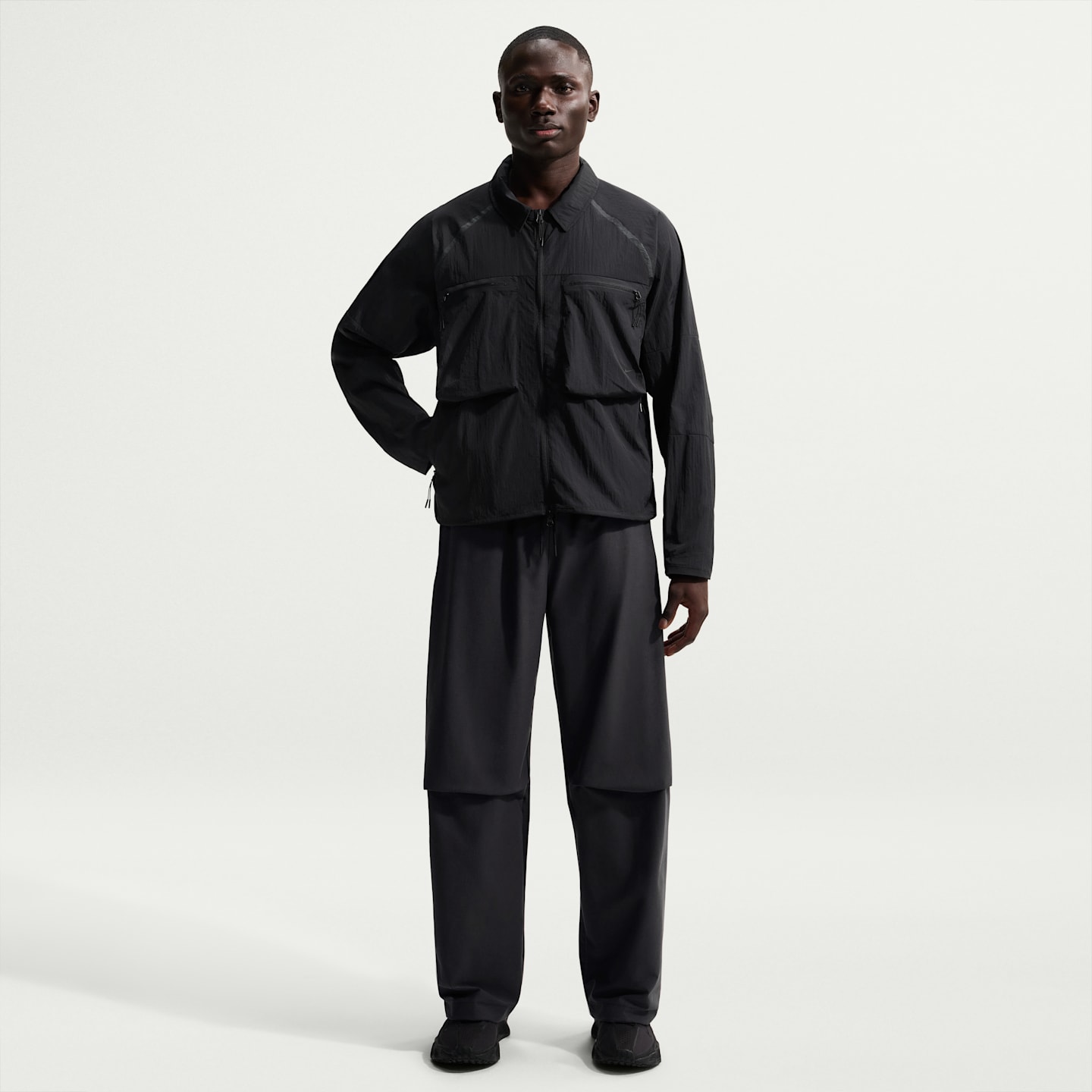 Мужская рубашка Nike Tech в стиле милитари с длинным рукавом, цвет: Чёрный — фото 4