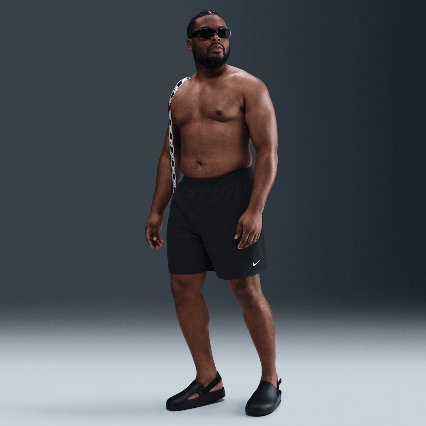 Мужские плавательные шорты Nike Swim Breaker Essential, 7", большие размеры, цвет: Чёрный — фото 1