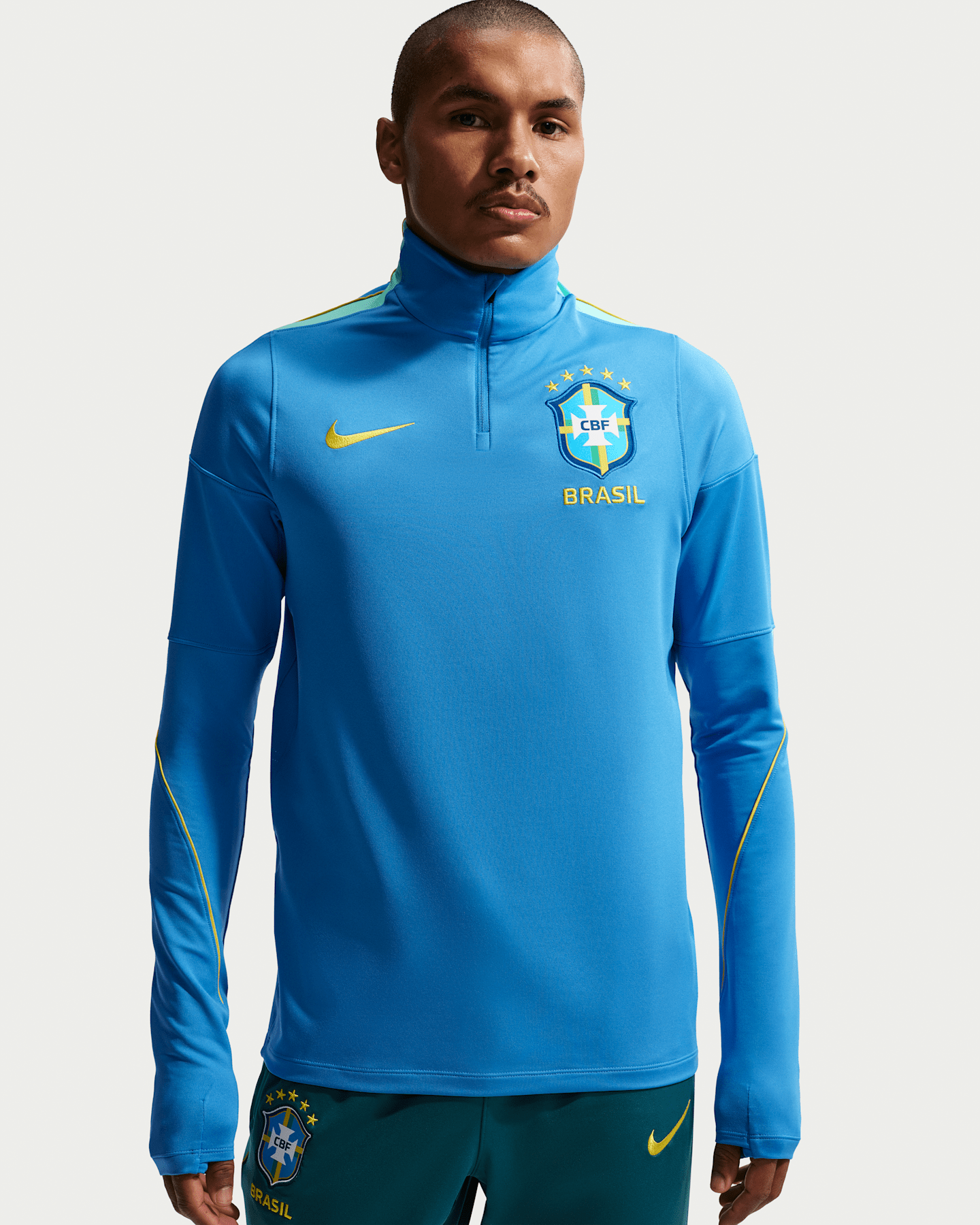 Мужские топы Brazil Strike Nike Dri-FIT Soccer Drill, цвет: Светлый синий / Золотой — фото 6