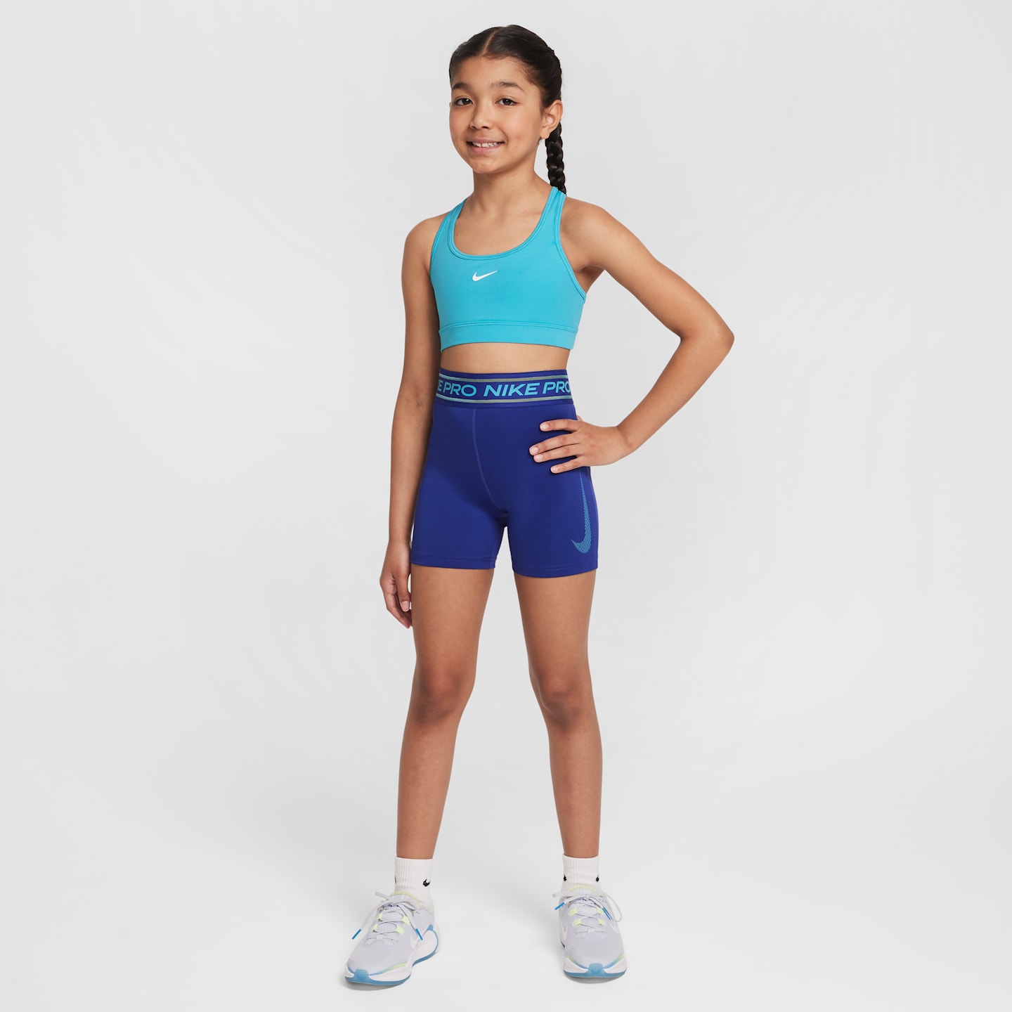 Детские шорты для девочек Nike Pro, цвет: Deep Night/Dusty Cactus — фото 6