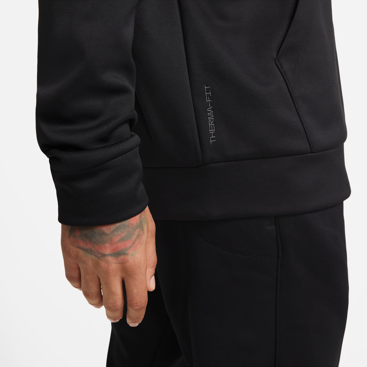 Мужской худи Nike Therma Therma-FIT для фитнеса, цвет: Чёрный / Белый — фото 5