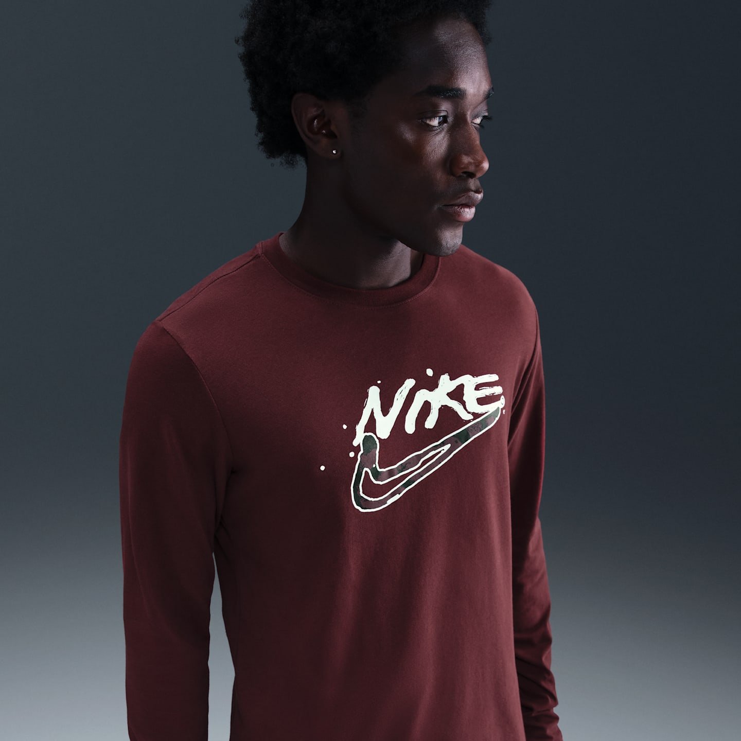 Мужской топ Nike Dri-FIT Long-Sleeve Top, цвет: Тёмный красный — фото 1