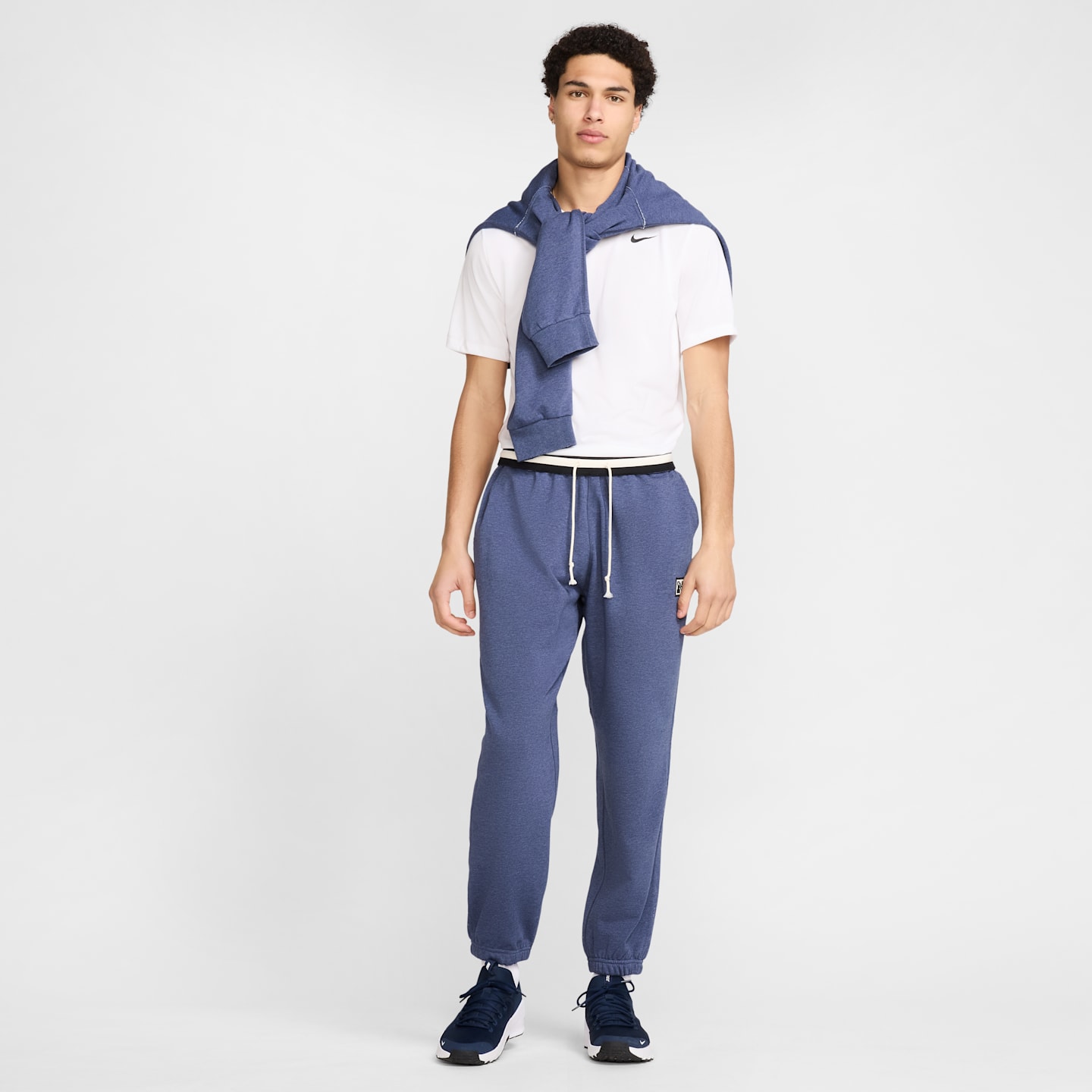 Мужские брюки Nike Gym Heritage Dri-FIT Fleece Fitness, цвет: Синий / Меланжевый — фото 8