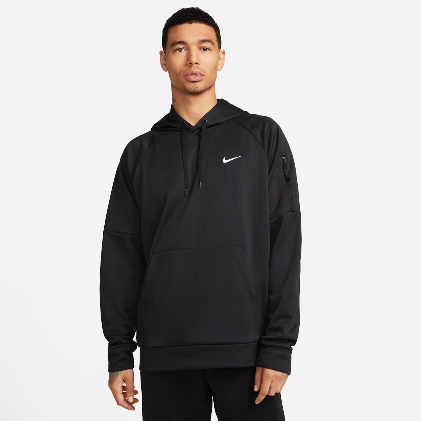Мужской худи Nike Therma Therma-FIT для фитнеса, цвет: Чёрный / Белый — фото 1