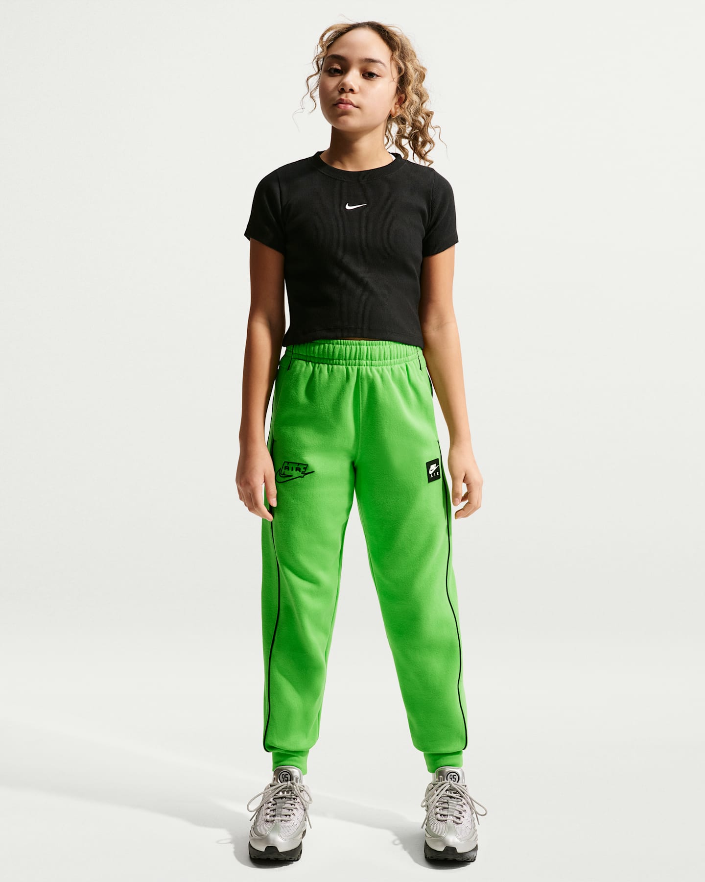 Детские брюки Nike Air Fleece, цвет: Зелёный / Чёрный — фото 6