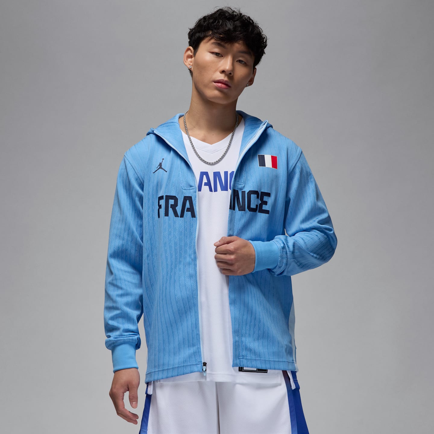 Мужская баскетбольная куртка Jordan France Dri-FIT ADV, цвет: Синий / Обсидиановый — фото 1