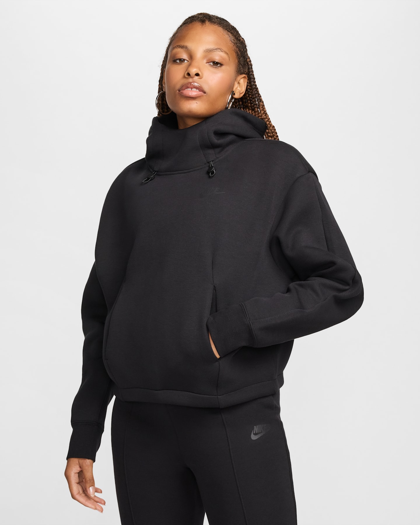 Женское худи Nike Sportswear Tech Fleece оверсайз, цвет: Чёрный — фото 12