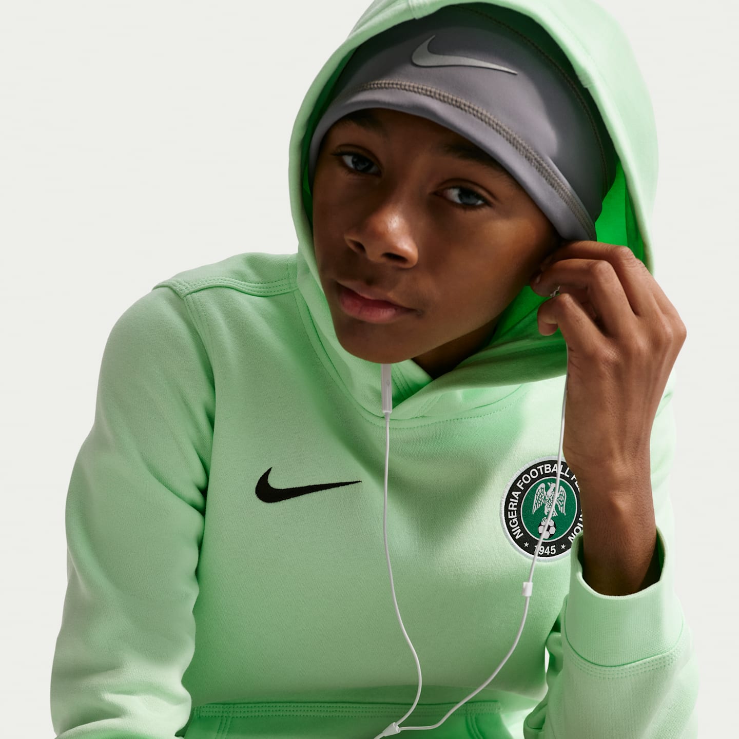 Детское футбольное худи Nike Nigeria Club, цвет: Зелёный / Чёрный — фото 3