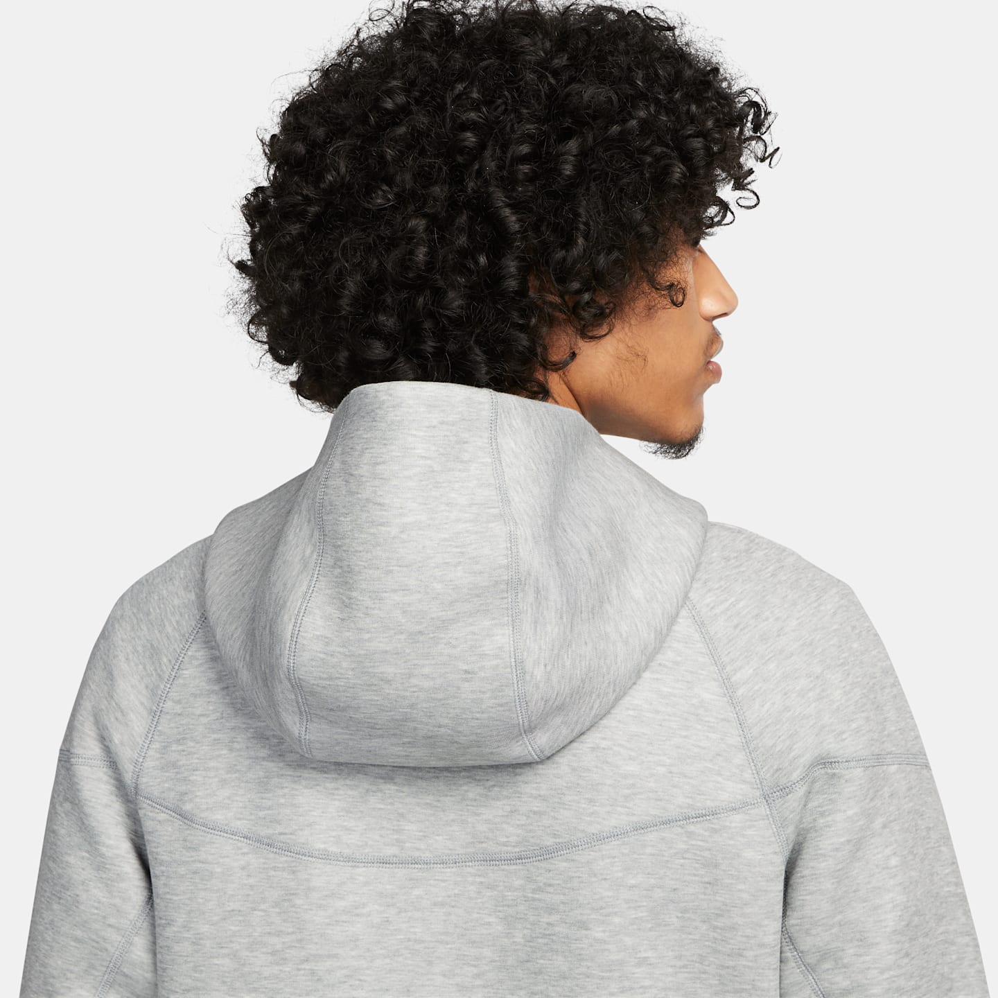 Мужское худи на молнии Nike Sportswear Tech Fleece Windrunner, цвет: Серый меланжевый / Чёрный — фото 6