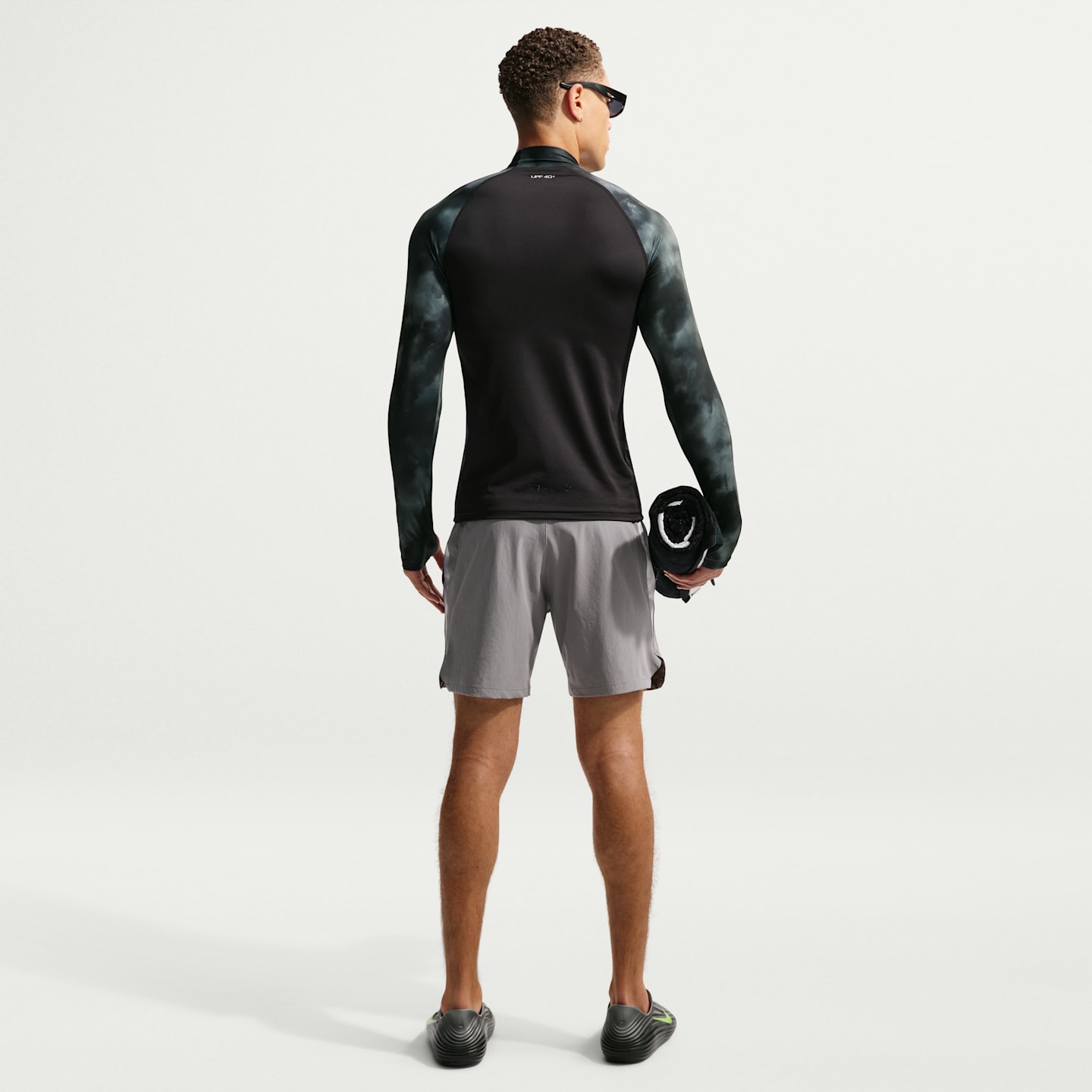 Мужской рашгард Nike Swim Whitewater с длинным рукавом, цвет: Чёрный — фото 5
