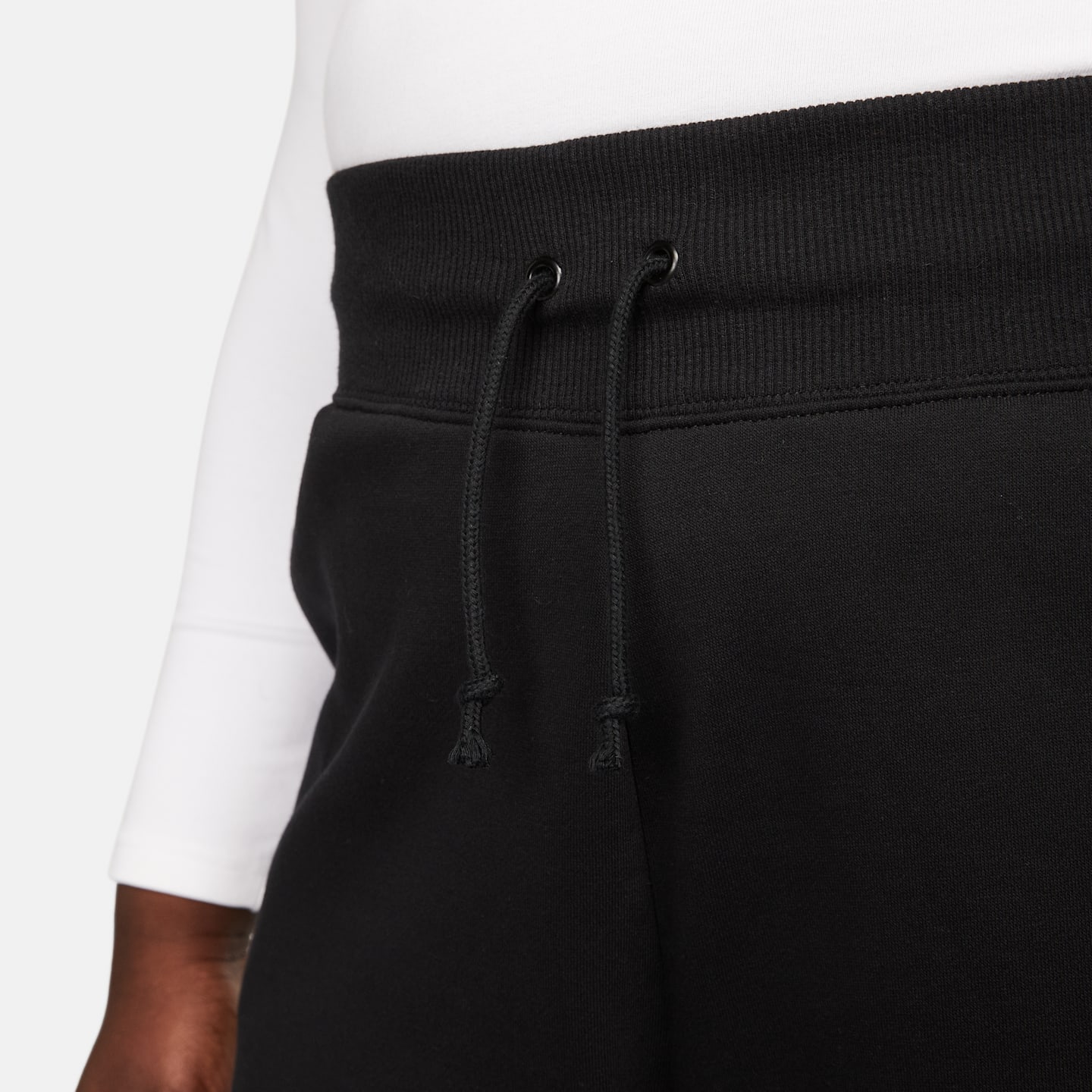 Женские шорты Nike Sportswear Phoenix Fleece High-Waisted Loose (Plus Size), цвет: Чёрный / Молочный — фото 6