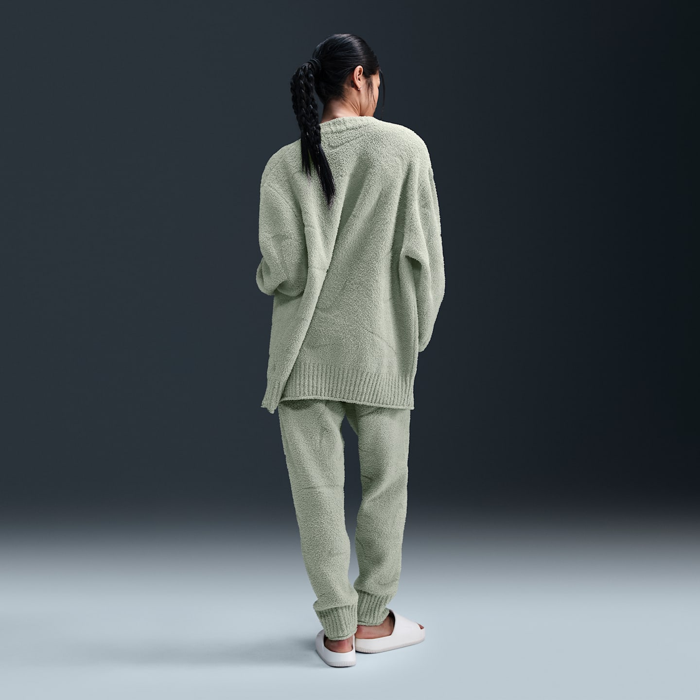 Женские брюки Nike Sportswear Phoenix Cozy Bouclé High-Waisted Oversized Knit, цвет: Нефритовый — фото 4