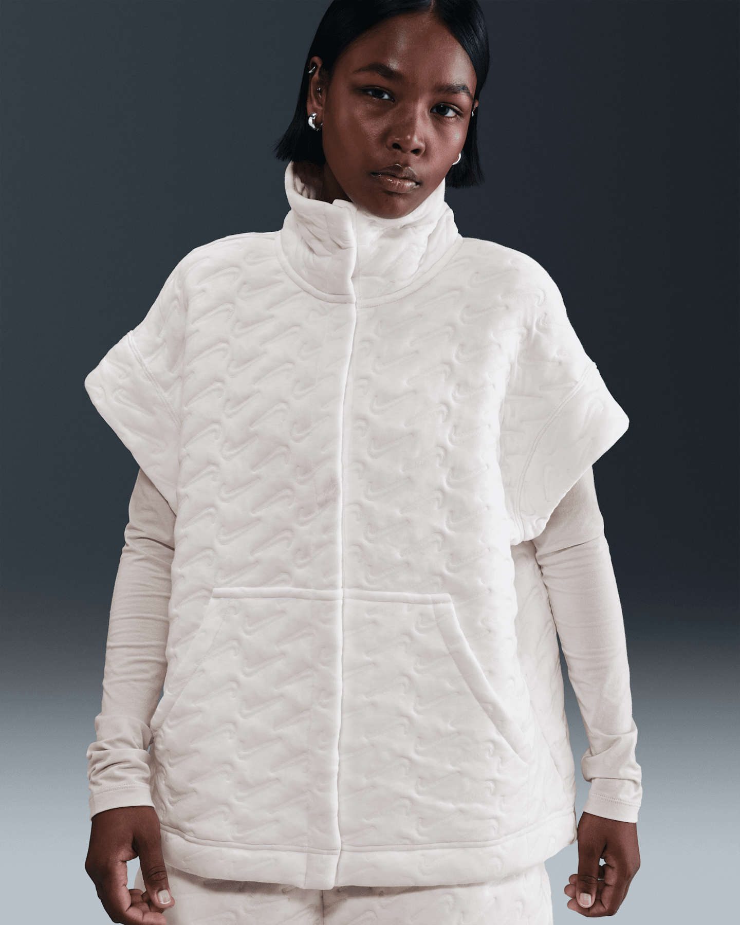 Женский жилет Nike Sportswear Phoenix Fleece Oversized Jacquard, цвет: Молочный — фото 6