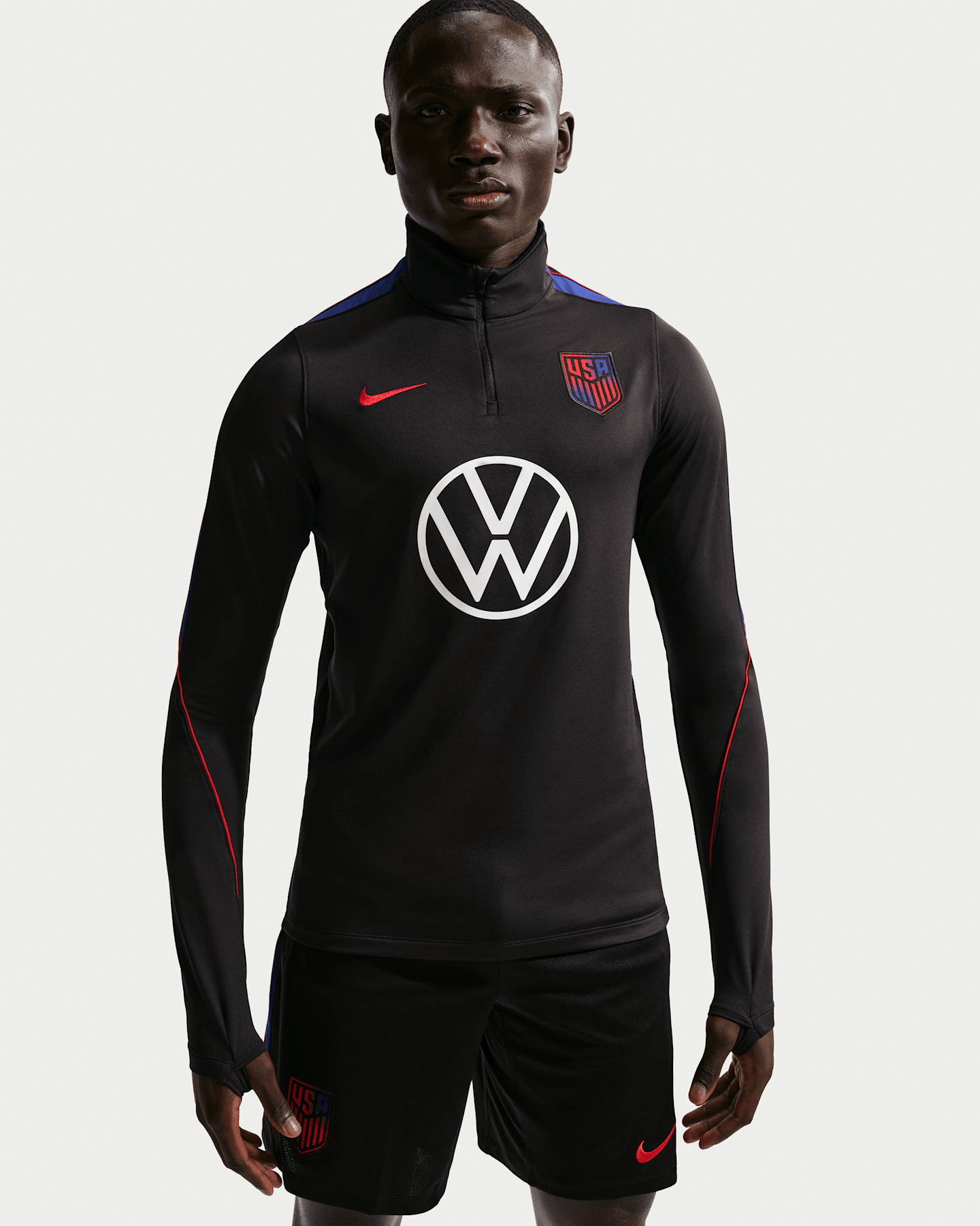 Мужские топы USA Strike Nike Dri-FIT Soccer Drill Top, цвет: Чёрный / Королевский синий — фото 6