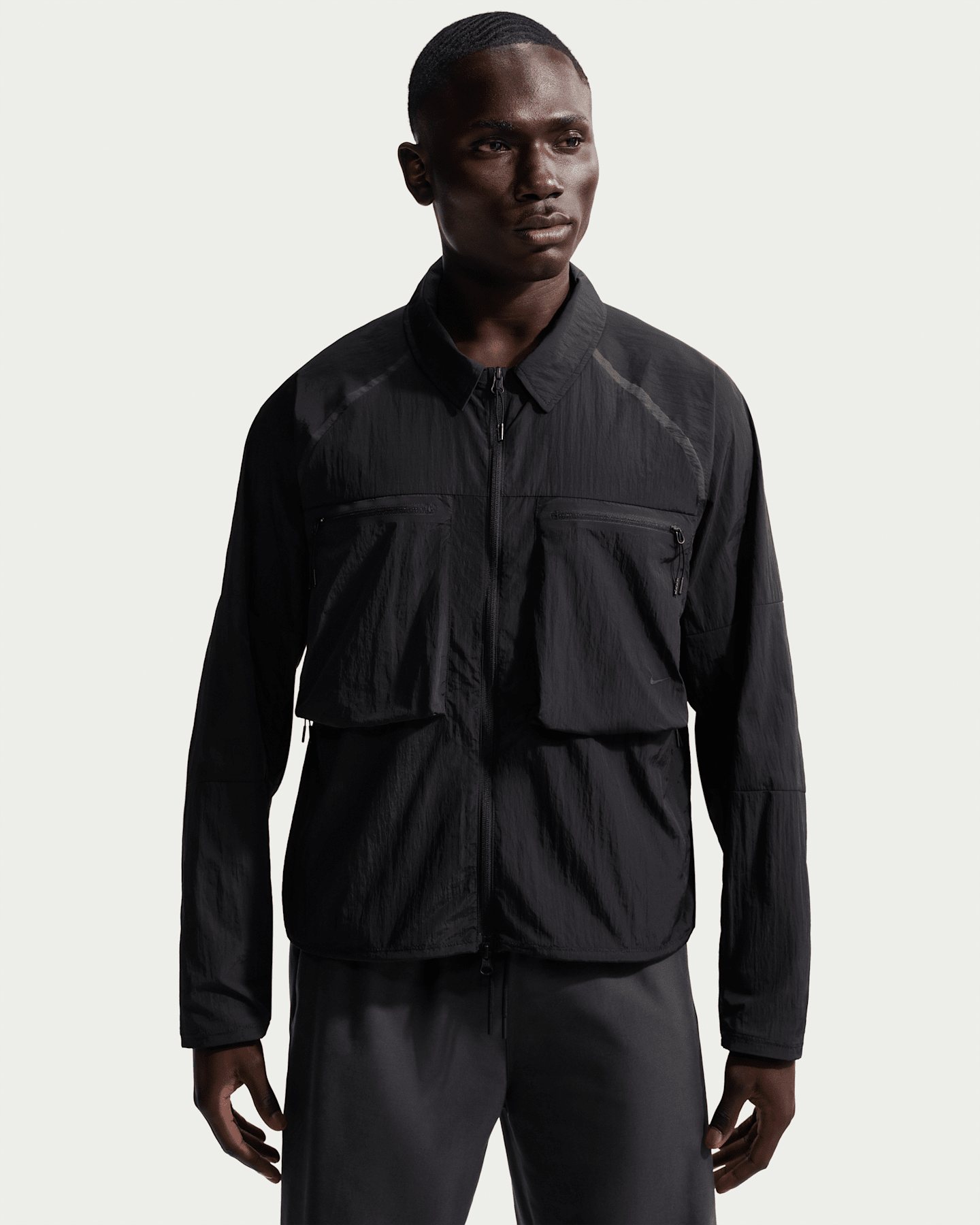 Мужская рубашка Nike Tech в стиле милитари с длинным рукавом, цвет: Чёрный — фото 13
