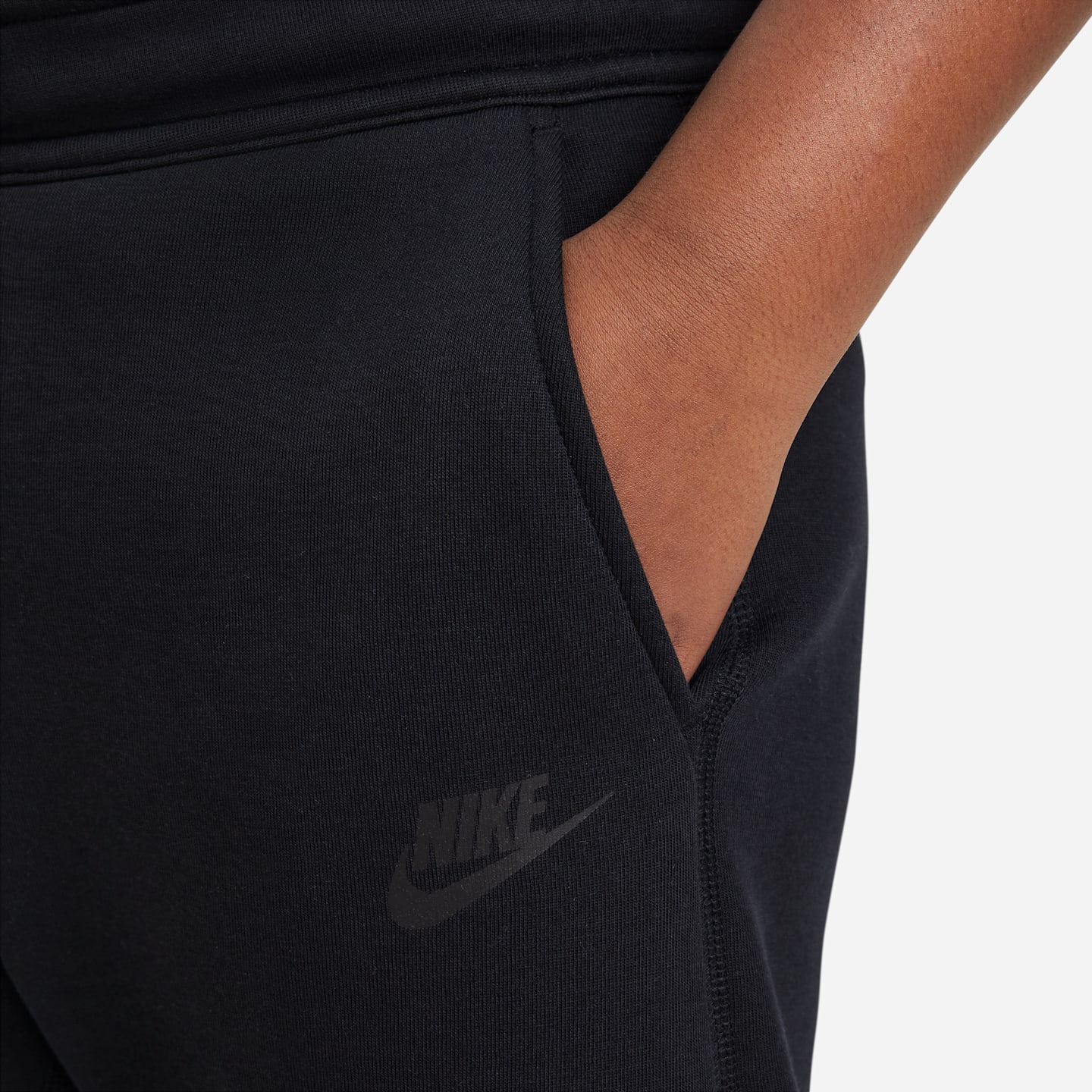 Брюки Nike Sportswear Tech Fleece (Extended Size) для мальчиков, цвет: Чёрный — фото 4