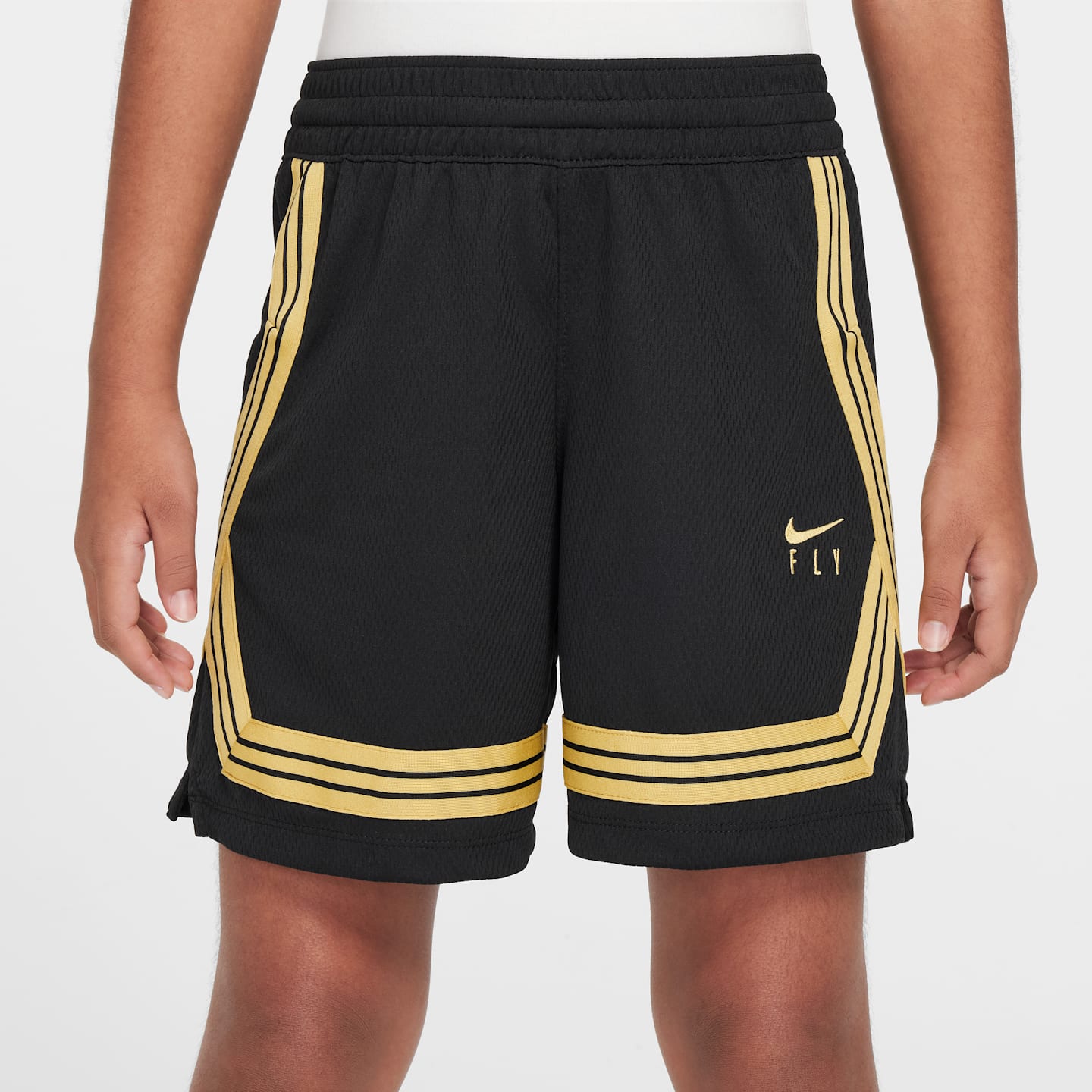 Детские баскетбольные шорты для девочек Nike Fly Crossover, цвет: Чёрный / Золотой — фото 2