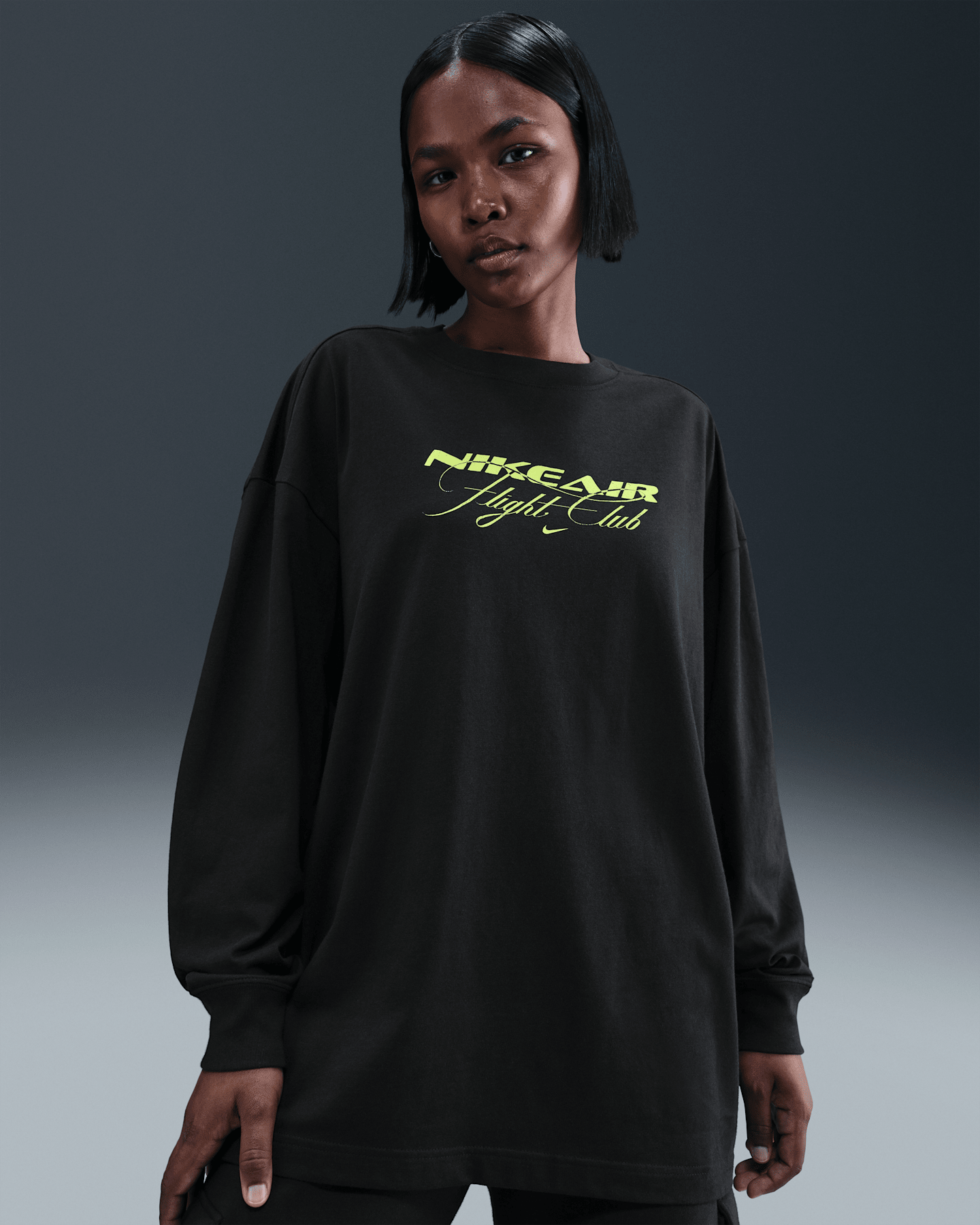 Женская футболка Nike Sportswear оверсайз с длинным рукавом, цвет: Чёрный — фото 6