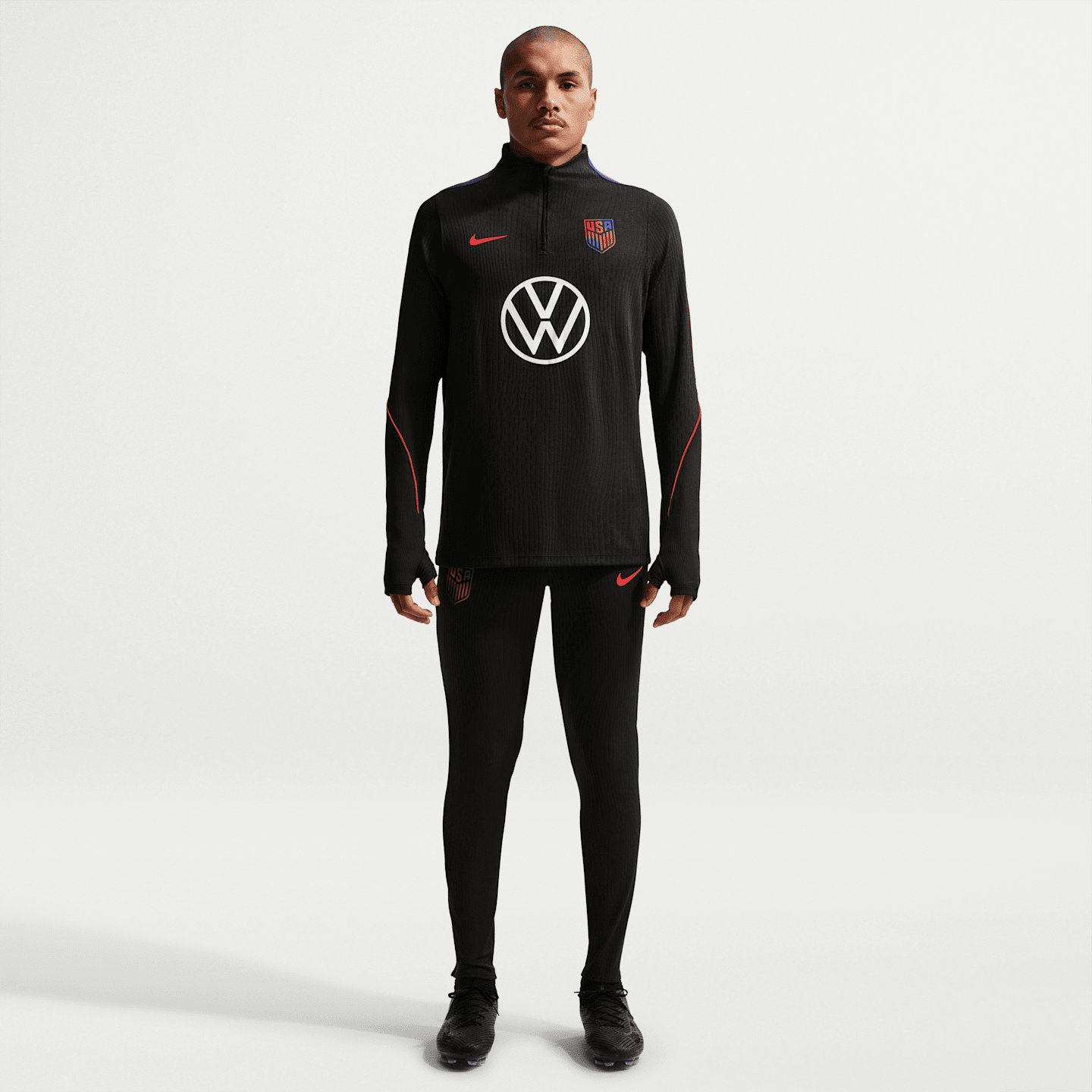 Мужской топ Nike Usmnt Strike Elite Dri-FIT ADV Soccer Knit Drill Top, цвет: Чёрный / Королевский синий — фото 4