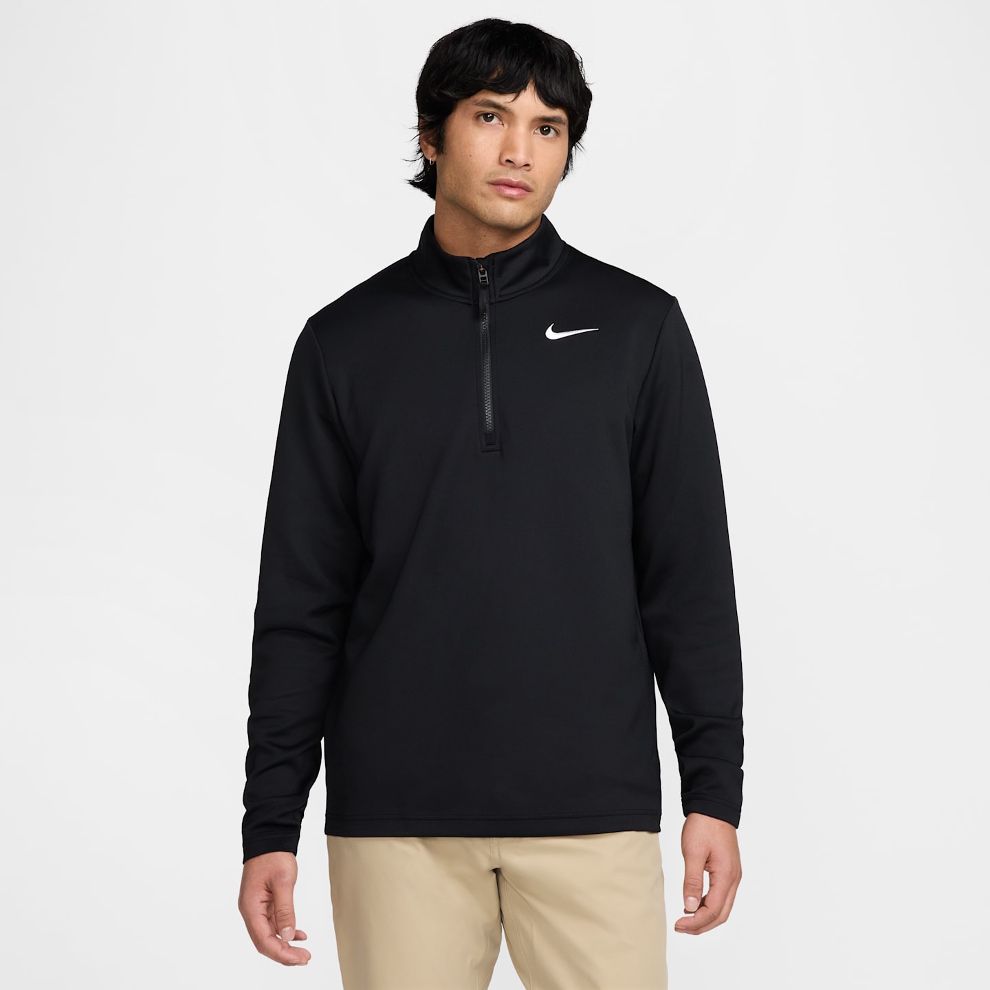 Мужской топ для гольфа Nike Victory Dri-FIT на молнии 1/2, цвет: Чёрный / Белый — фото 1