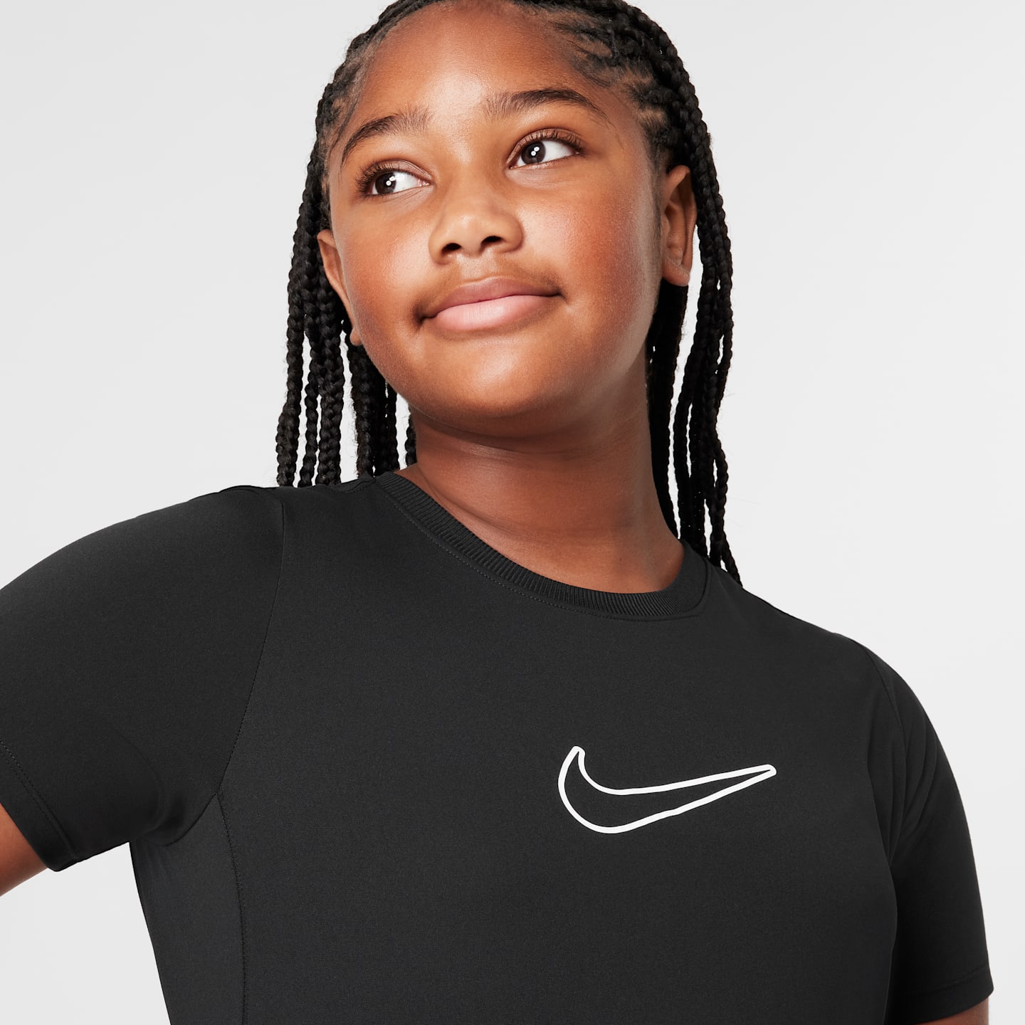 Детский тренировочный топ для девочек Nike One Dri-FIT, увеличенный размер, цвет: Чёрный / Белый — фото 3