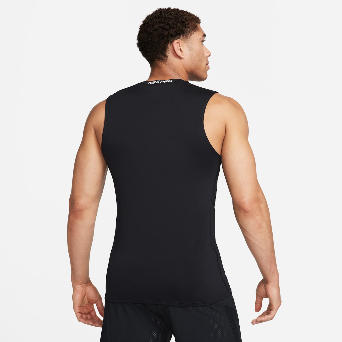 Мужской облегающий топ Nike Pro Dri-FIT без рукавов, цвет: Чёрный / Белый — фото 2