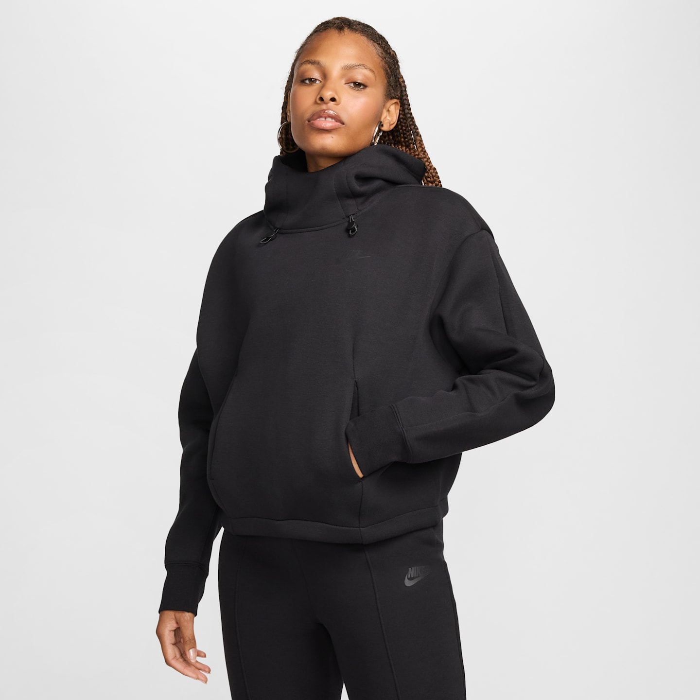 Женское худи Nike Sportswear Tech Fleece оверсайз, цвет: Чёрный — фото 1