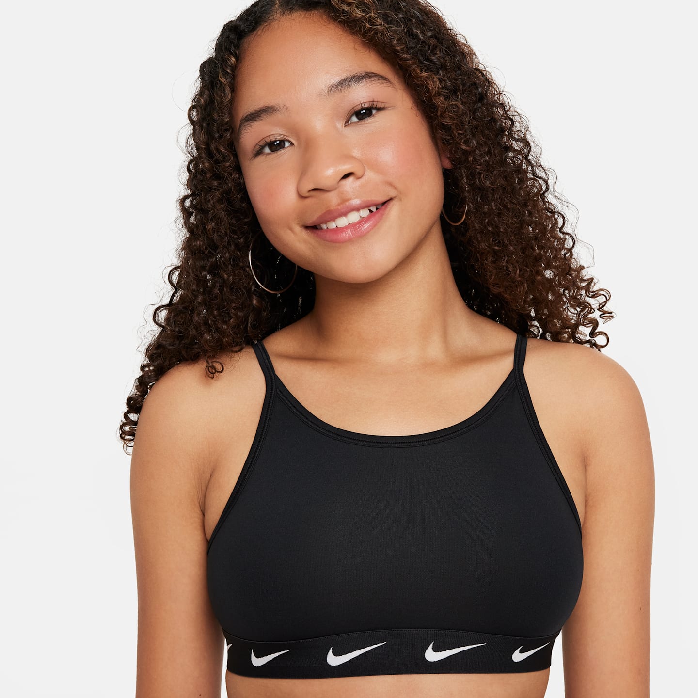 Детский спортивный бра для девочек Nike One, цвет: Чёрный / Белый — фото 3