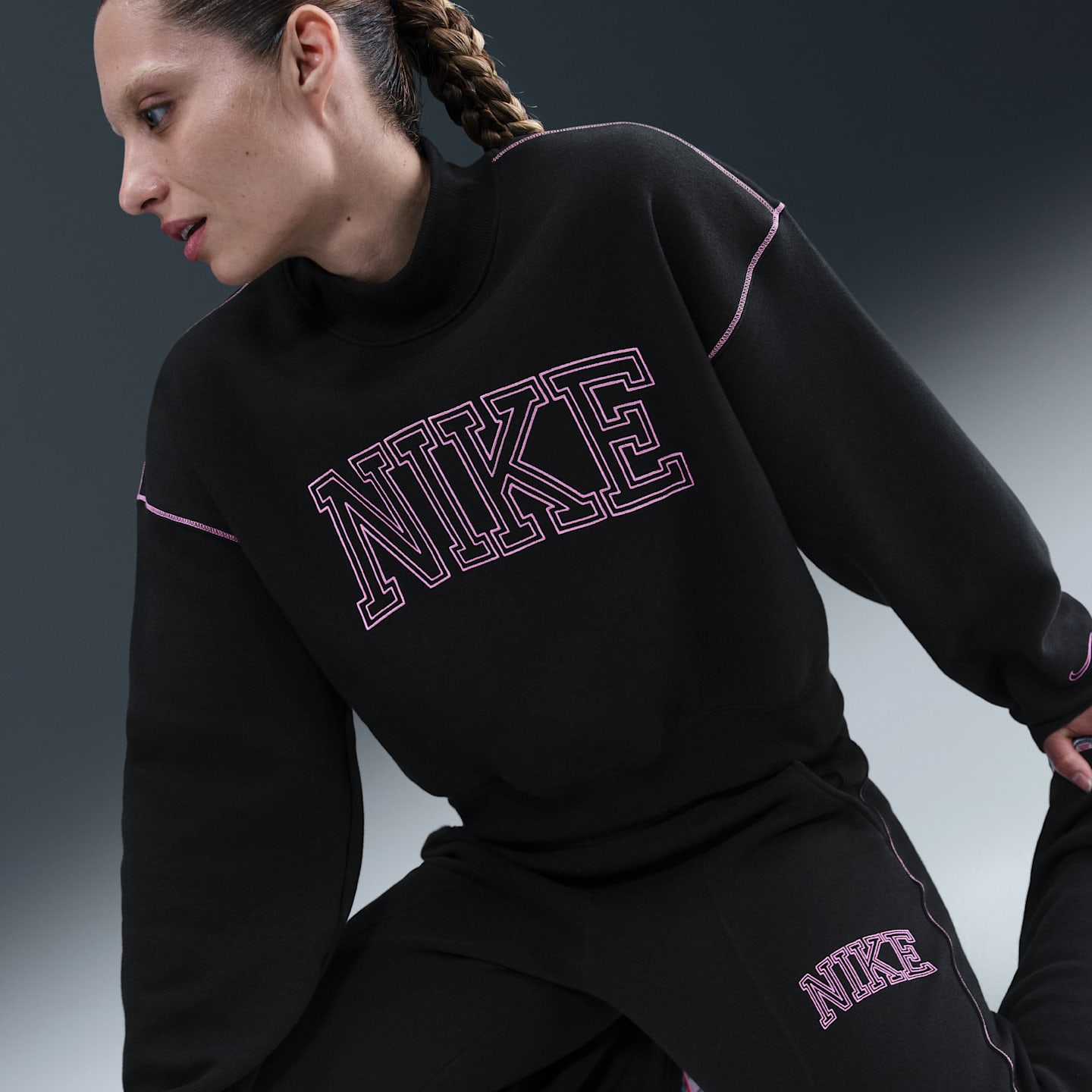 Женская толстовка Nike Sportswear Phoenix Fleece Mock-Neck, цвет: Чёрный — фото 3