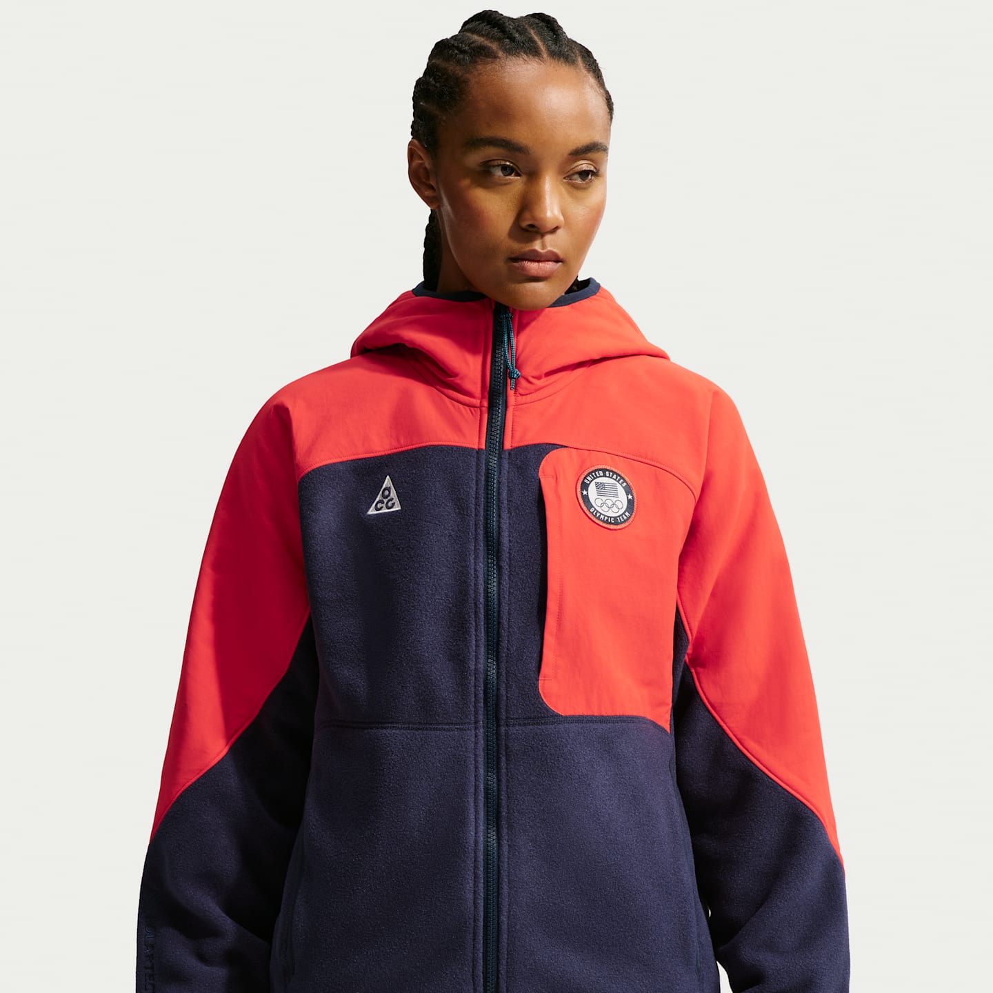 Женская куртка на молнии Nike ACG x United States Olympic Team, цвет: Обсидиановый / Красный — фото 1