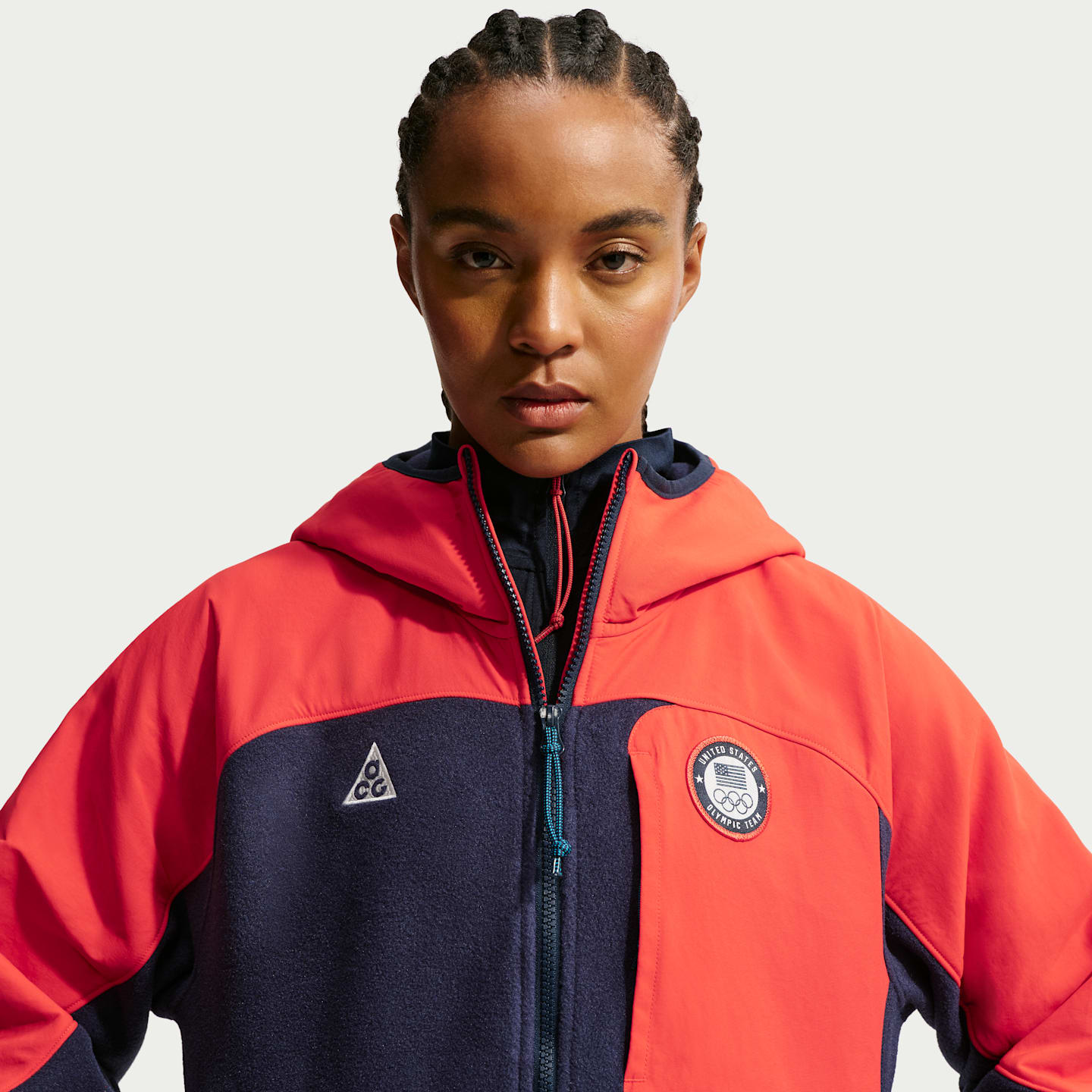 Женская куртка на молнии Nike ACG x United States Olympic Team, цвет: Обсидиановый / Красный — фото 3