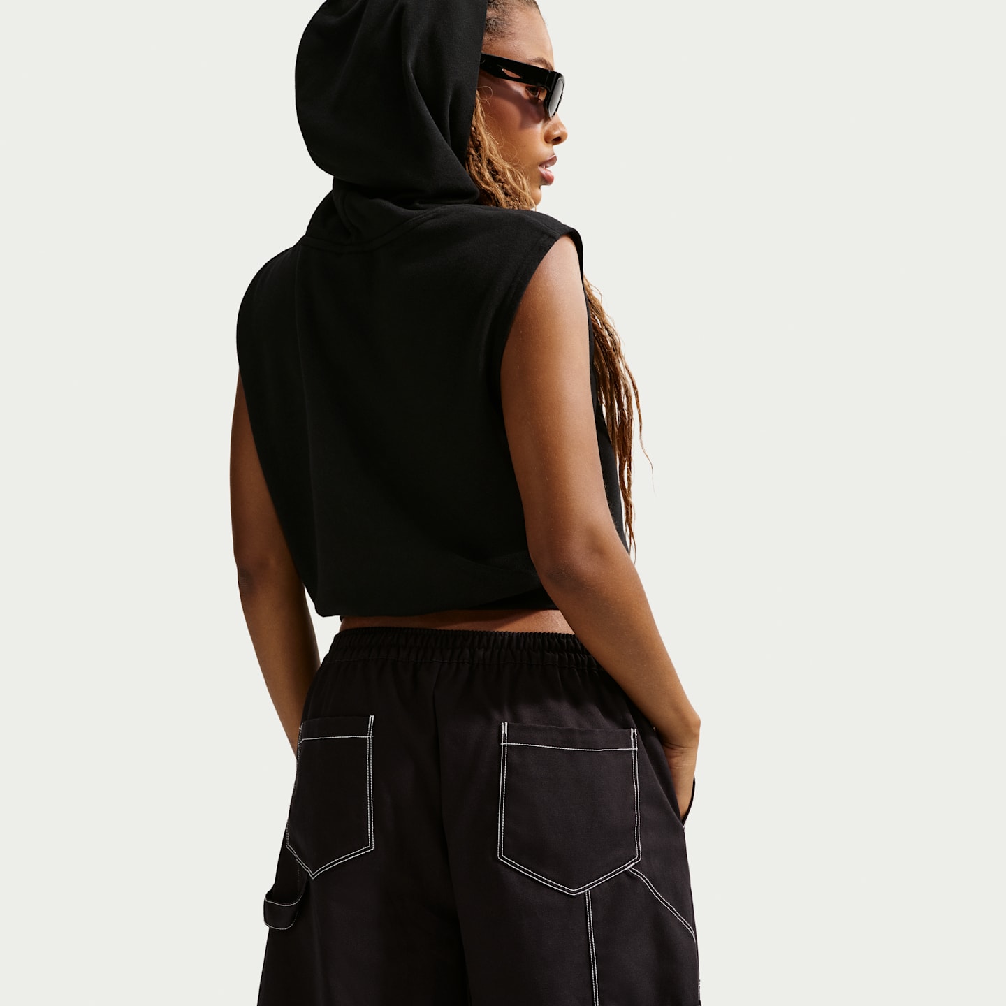 Женские свободные брюки Nike Sportswear Carpenter с низкой посадкой, цвет: Чёрный — фото 4
