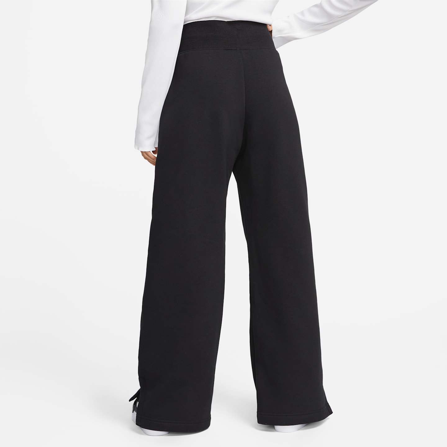 Женские брюки Nike Sportswear Phoenix Fleece High-Waisted Wide-Leg Sweatpants, цвет: Чёрный / Молочный — фото 2