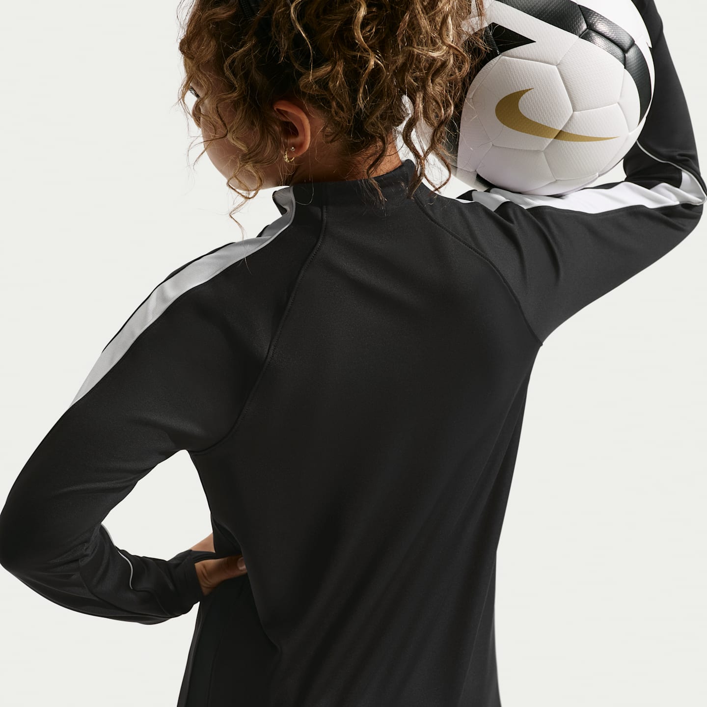 Детский топ Nike Strike Dri-FIT Soccer Knit Drill Top, цвет: Чёрный / Белый — фото 4