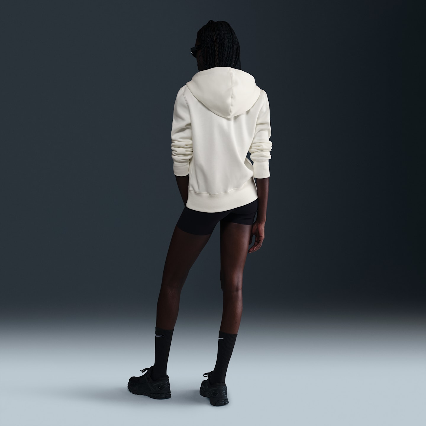 Женское худи Nike Sportswear Phoenix Fleece Full-Zip, цвет: Молочный / Чёрный — фото 5