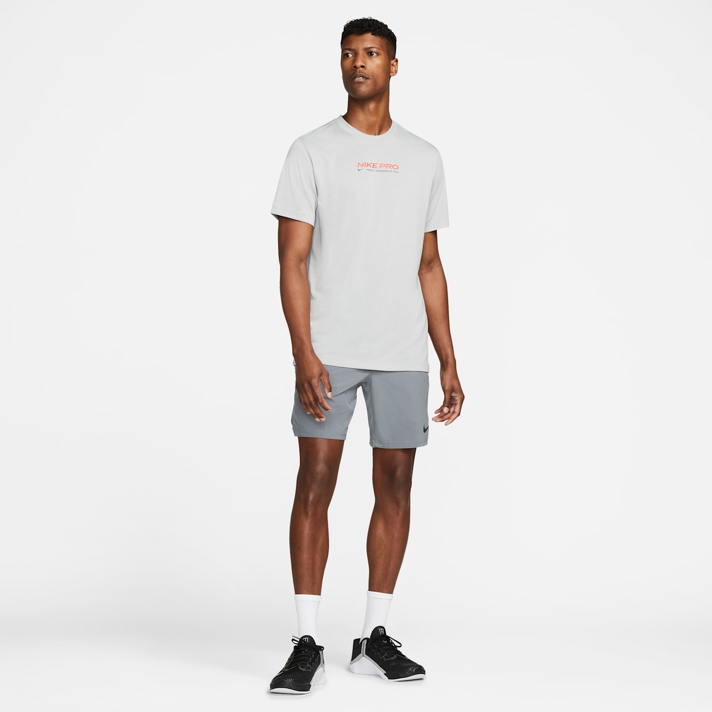 Мужские шорты Nike Pro Dri-FIT Flex Vent Max 8" Training, цвет: Дымчатый серый / Чёрный — фото 6
