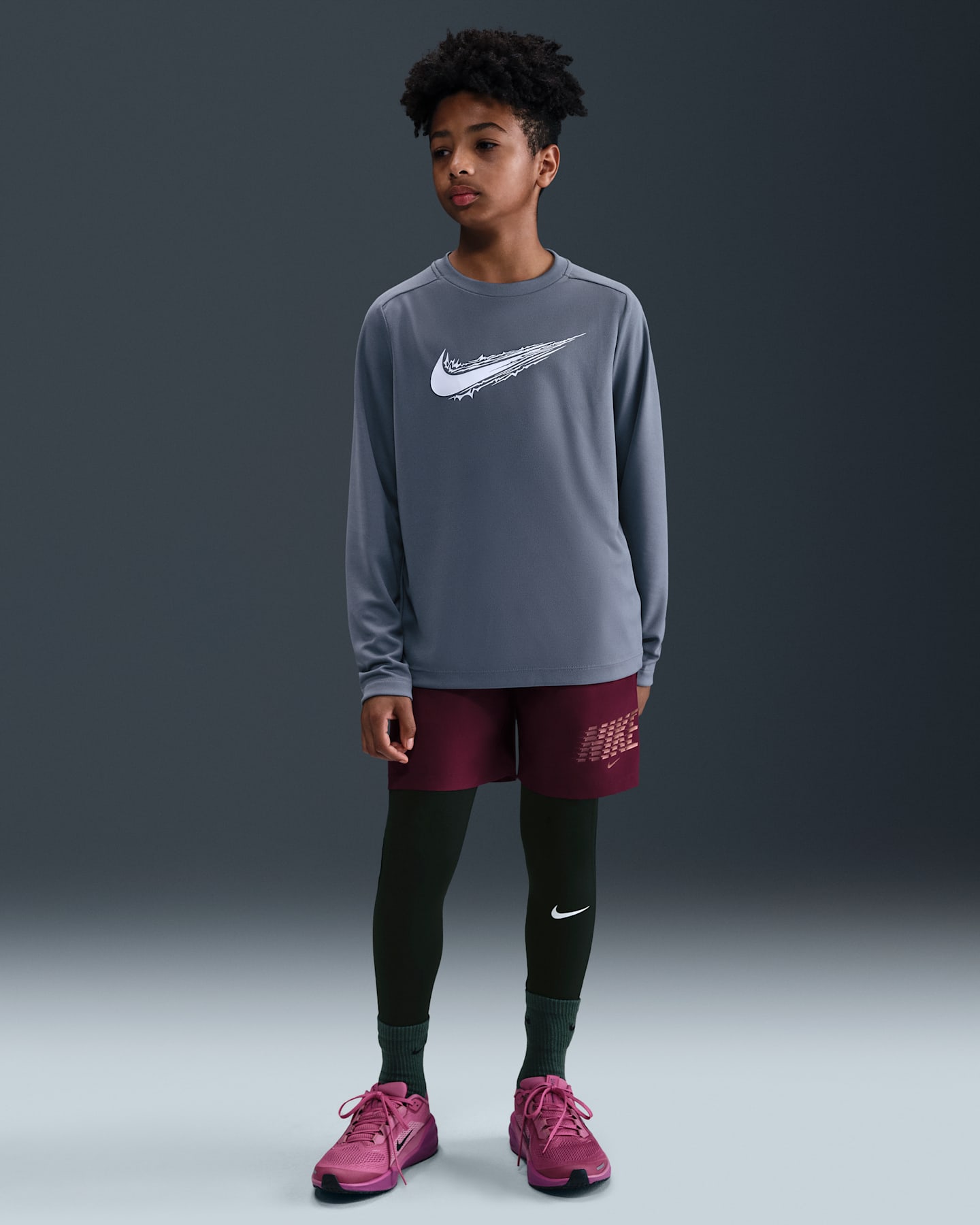 Детские тайтсы для мальчиков Nike Pro Dri-FIT, цвет: Чёрный / Белый — фото 6