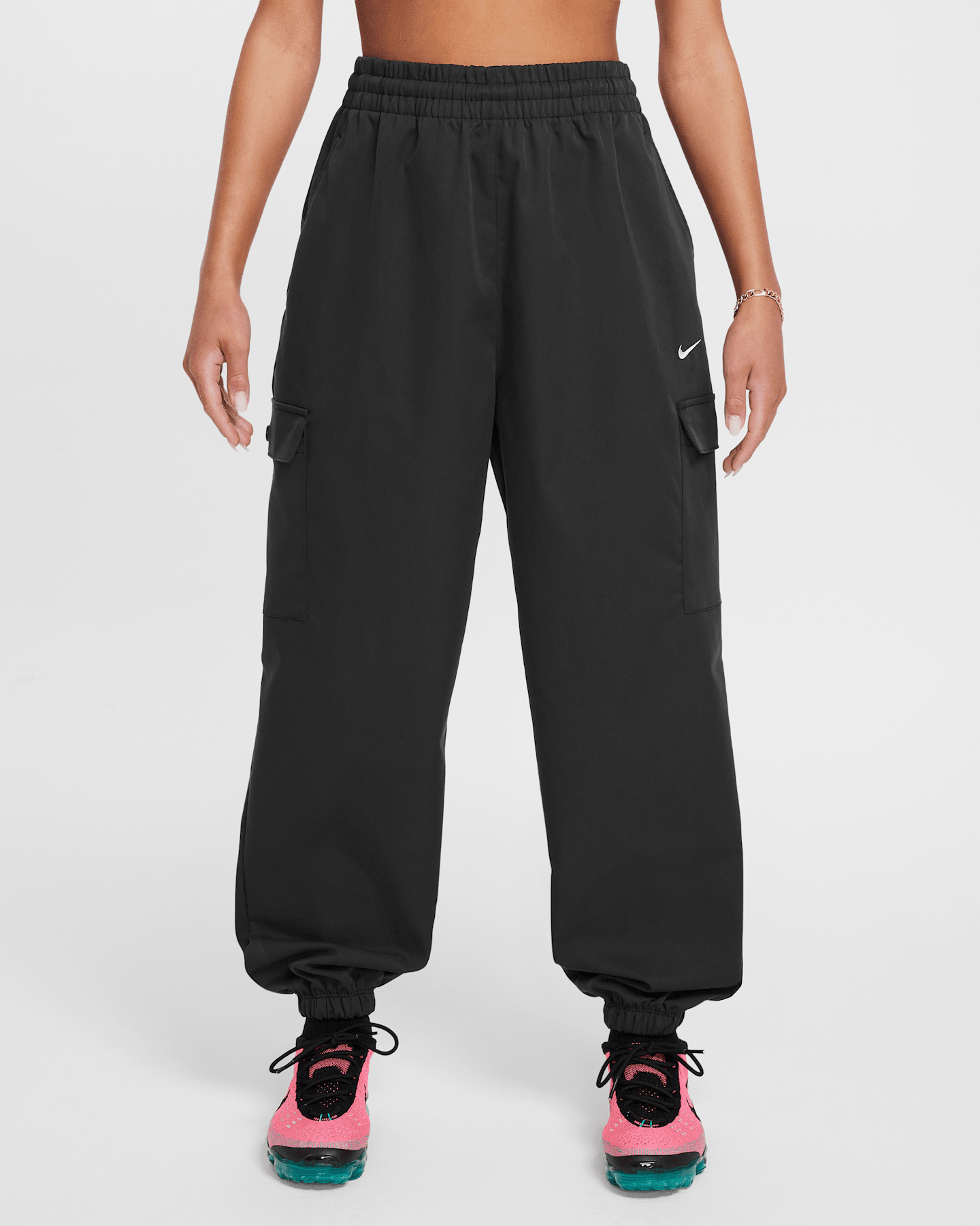 Детские брюки-карго для девочек Nike Sportswear, цвет: Чёрный / Белый — фото 7