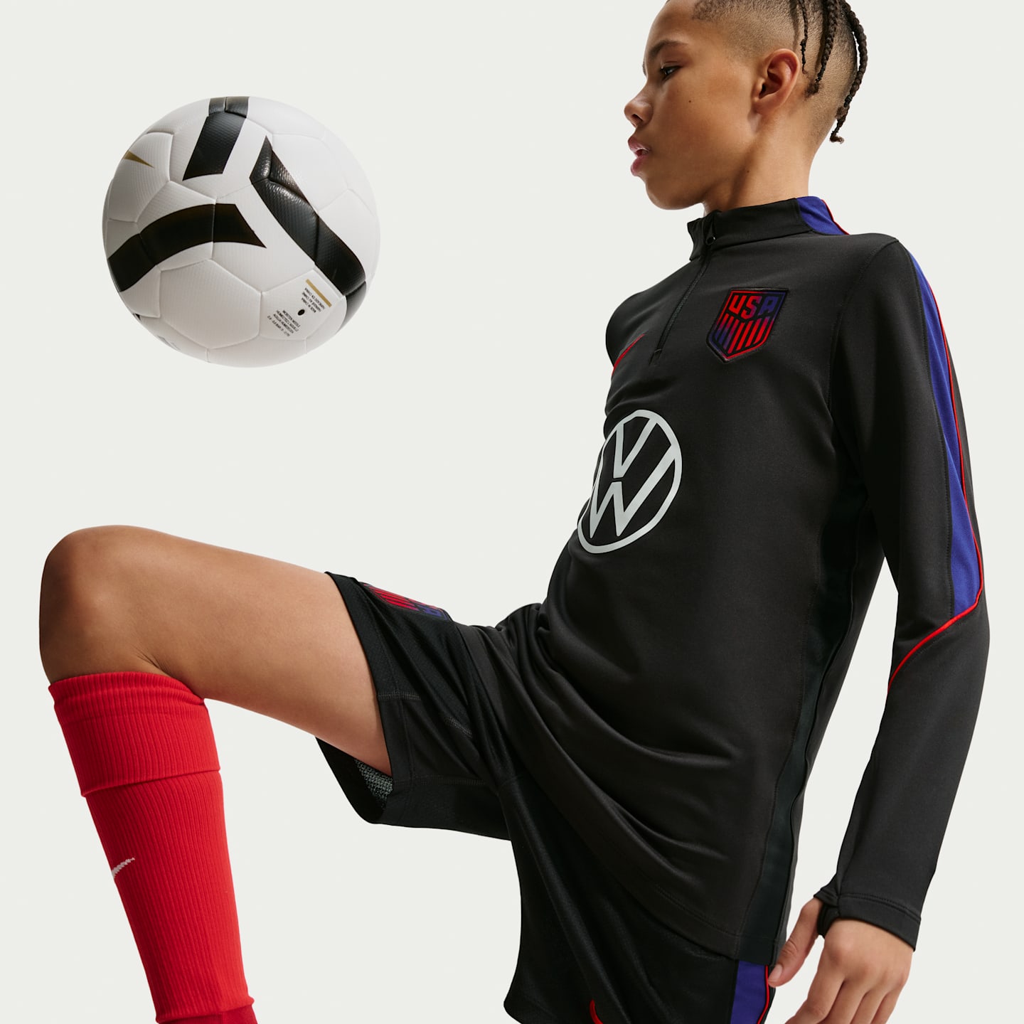 Детский топ Nike USA Strike Dri-FIT Soccer Drill Top, цвет: Чёрный / Королевский синий — фото 3