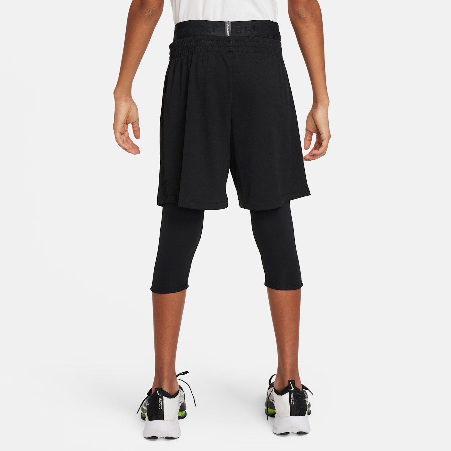 Детские тайтсы для мальчиков Nike Pro Dri-FIT длиной 3/4, цвет: Чёрный / Белый — фото 2