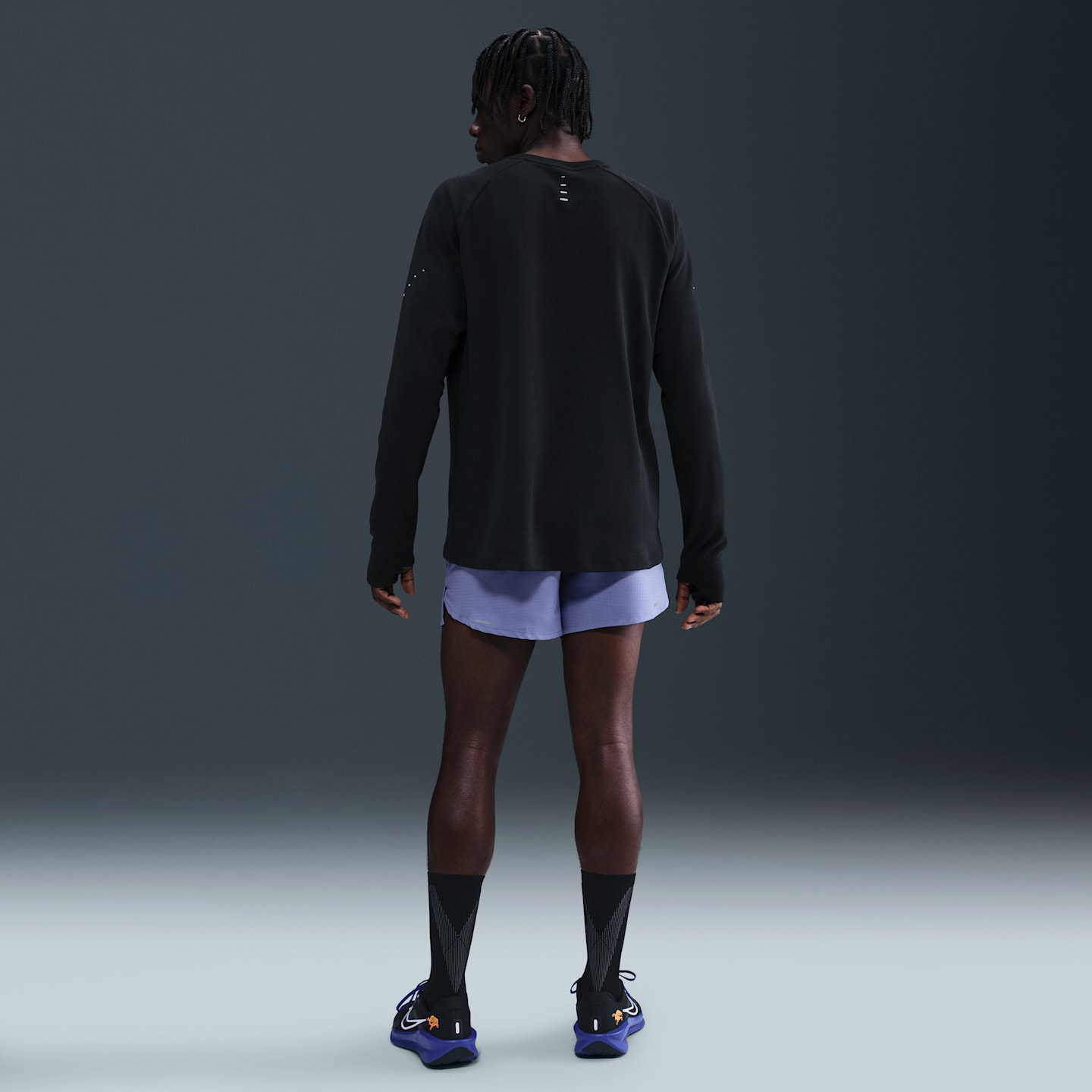 Мужской беговой свитшот Nike Stride Dri-FIT Waffle, цвет: Чёрный — фото 5