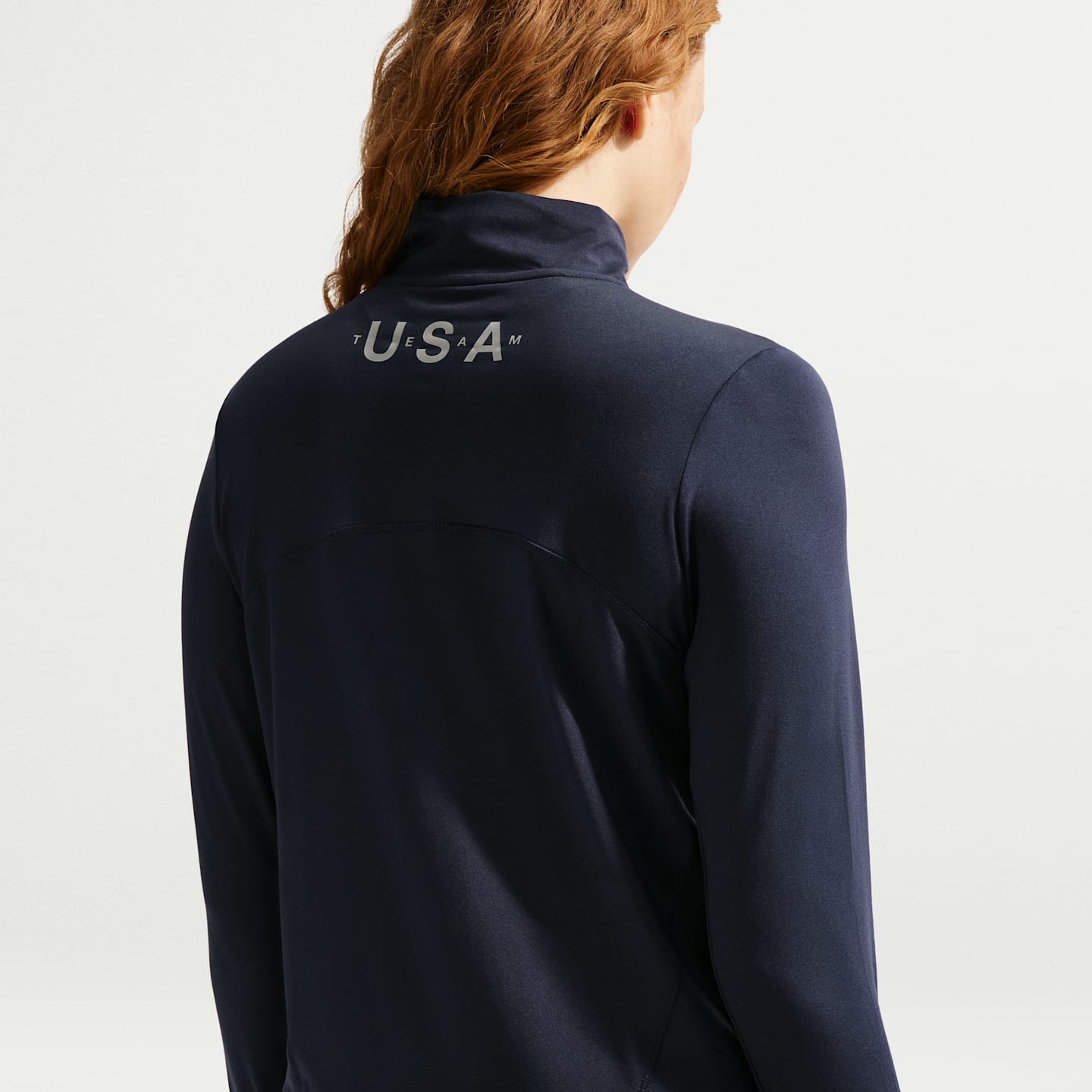 Женский топ Nike United States Olympic Team Swift Element на молнии 1/4, цвет: Обсидиановый — фото 2