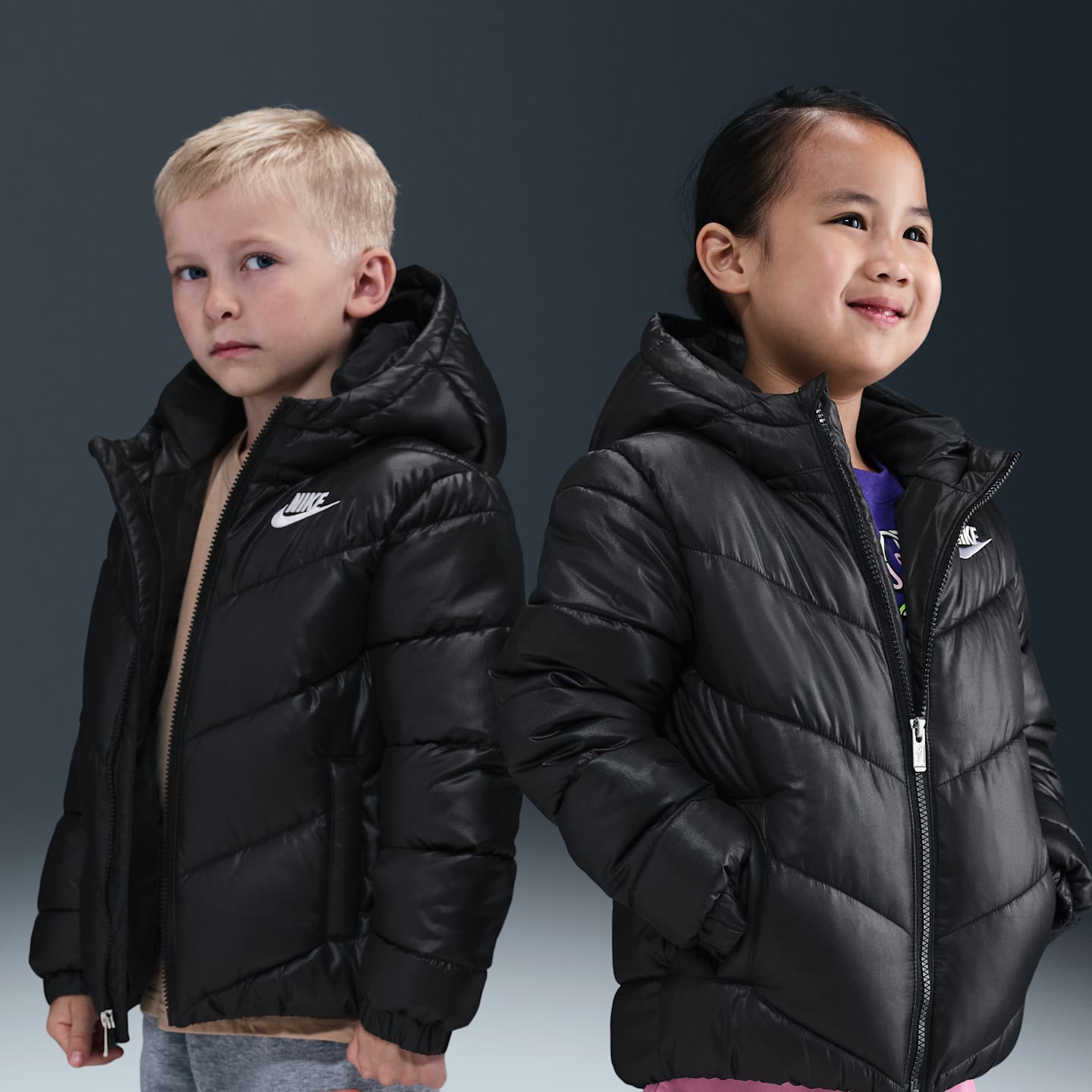 Детская куртка Nike Sportswear All Day Play Therma-FIT Loose-Fit Puffer, цвет: Чёрный — фото 1