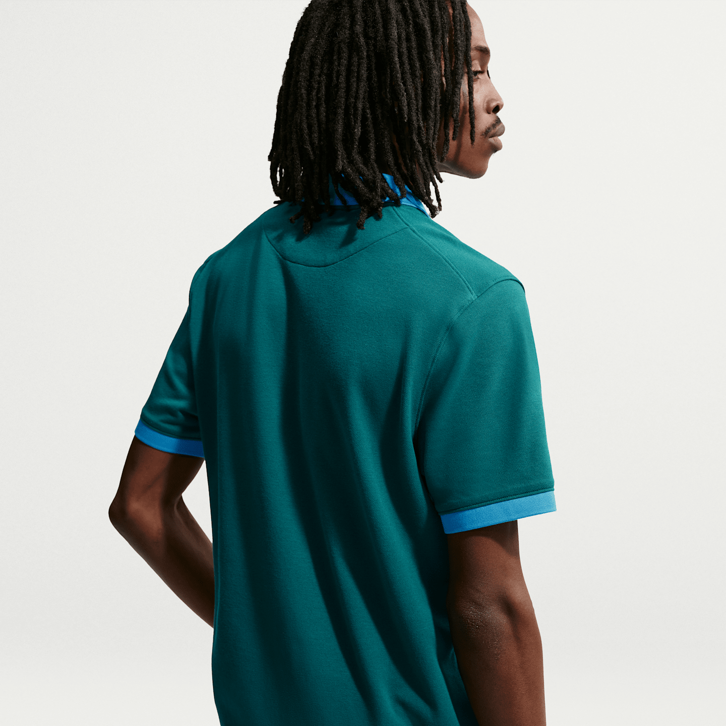 Мужские поло Brazil The Nike Polo Dri-FIT Soccer Polo, цвет: Бирюзовый / Светлый синий — фото 2