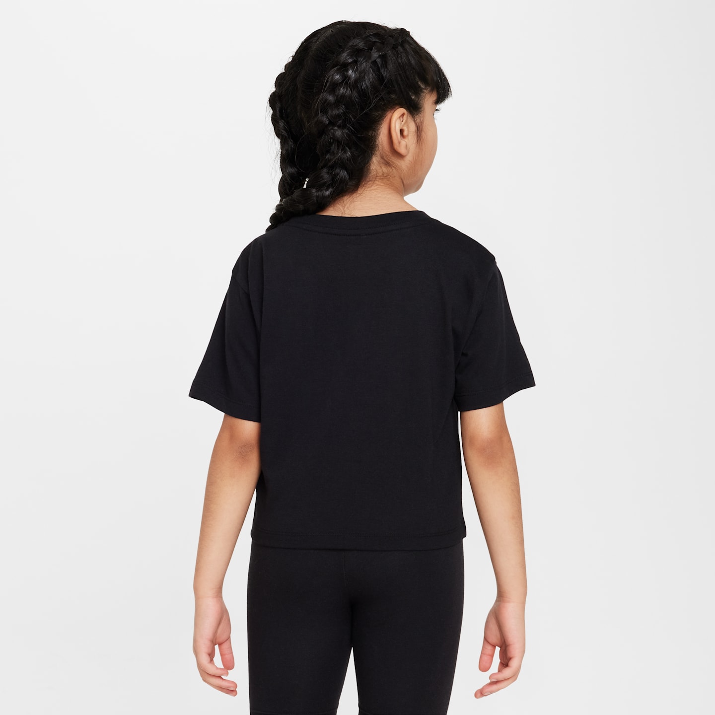 Футболка Nike Sportswear Cropped T-Shirt для девочек, цвет: Чёрный — фото 2